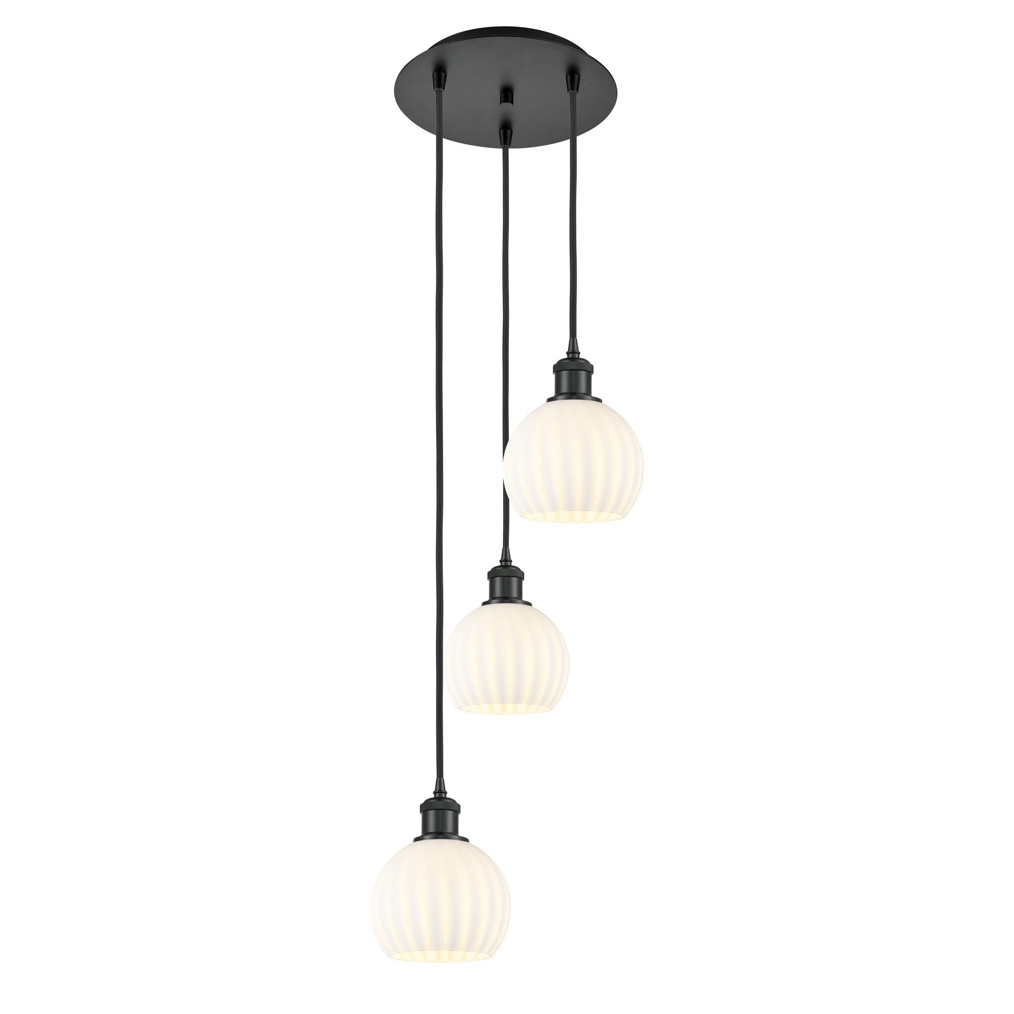 Shown in Matte Black finish and White Venetian glass