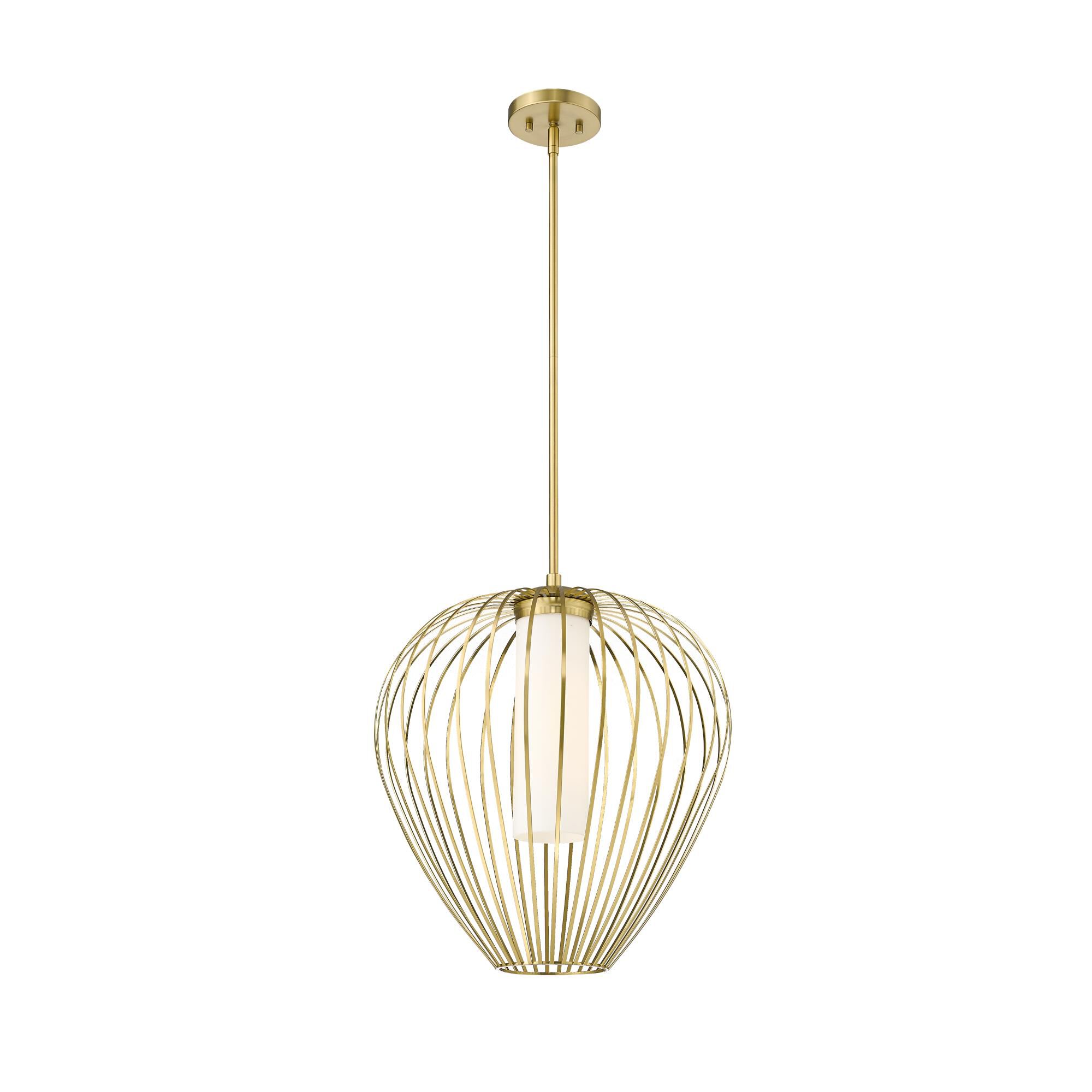 Shown in Modern Gold finish and White Opal glass and White Opal shade