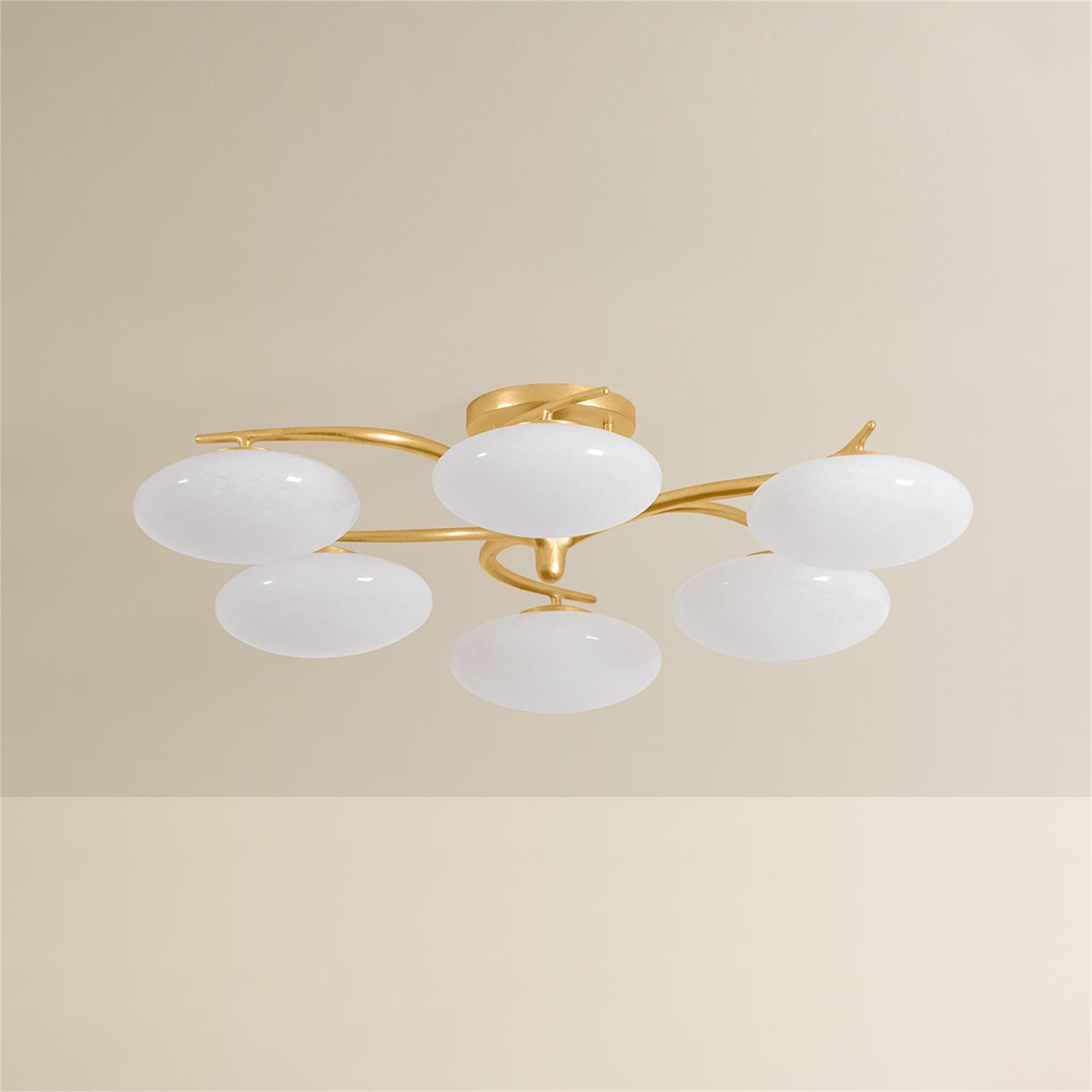 Shown in Vintage Gold Leaf finish and Cloud glass