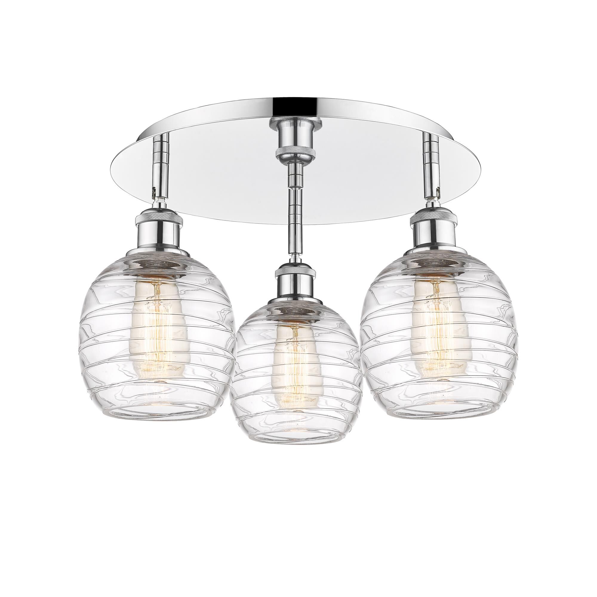 Shown in Polished Chrome finish and Deco Swirl glass