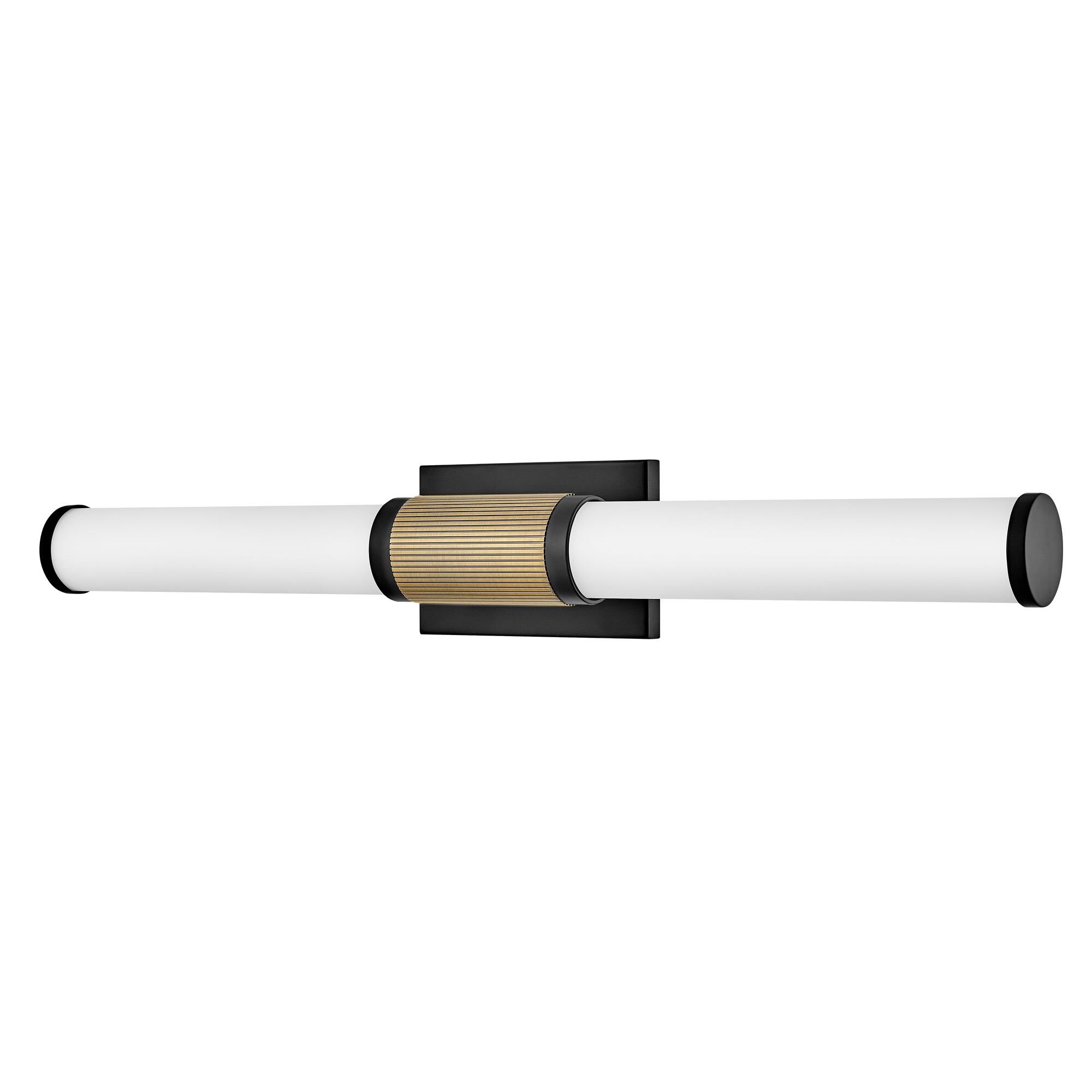 Shown in Black with Lacquered Brass Accents finish and Etched Opal glass