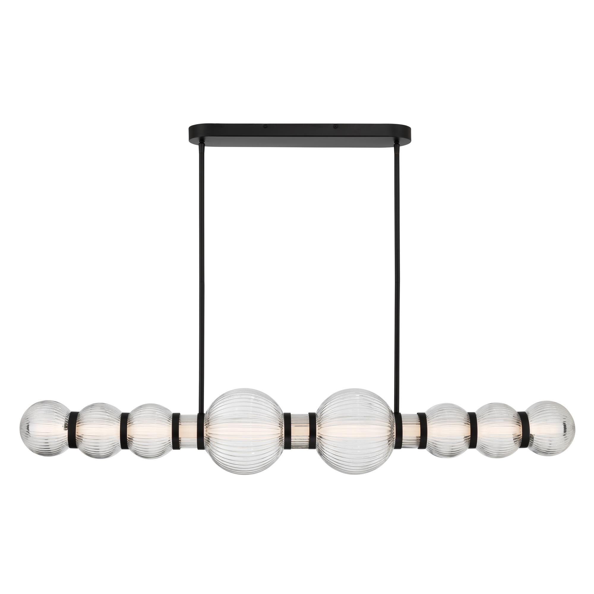 Shown in Dark Matte Black finish and Clear Ribbed glass