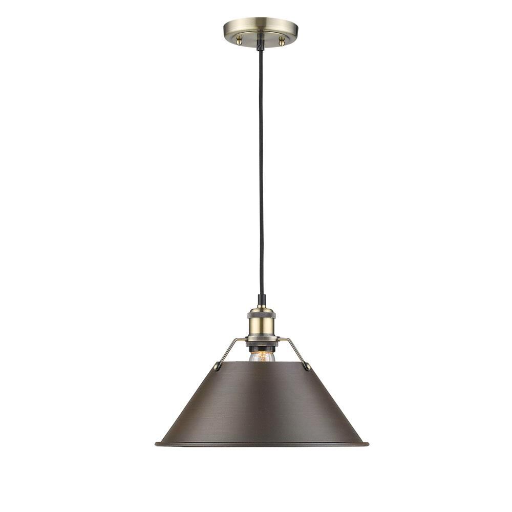 Shown in Aged Brass finish and Rubbed Bronze shade