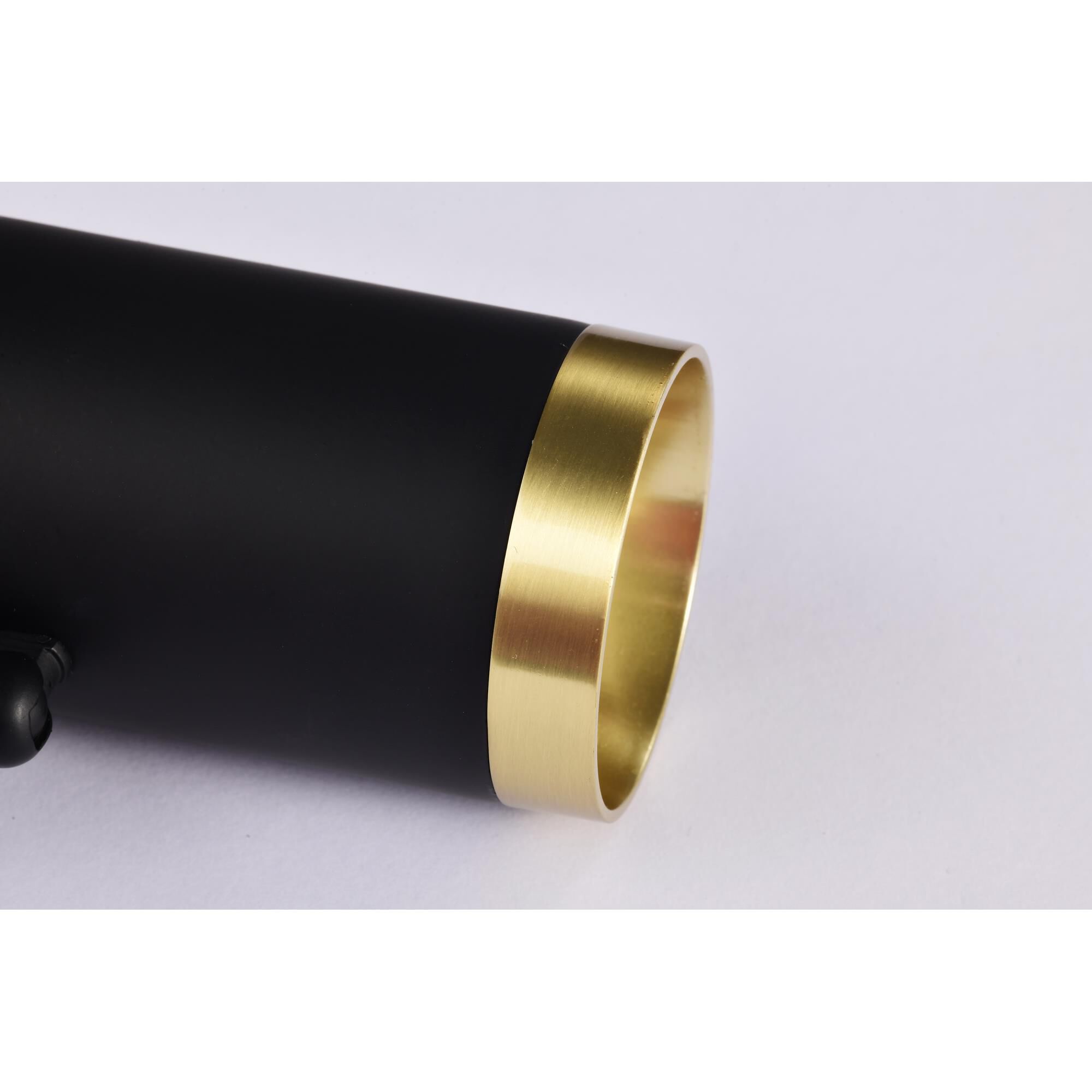 Shown in Matte Black and Brushed Brass finish