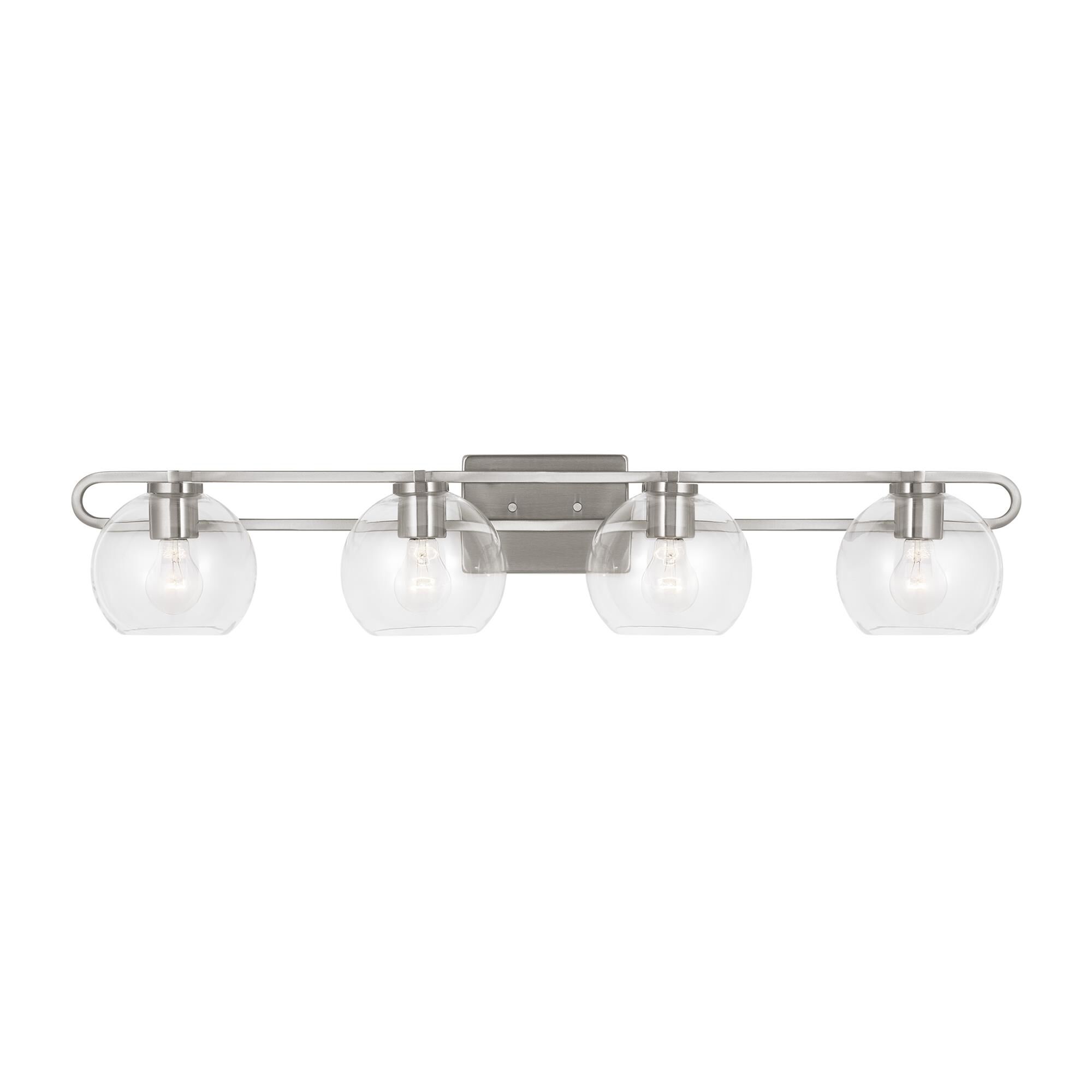 Shown in Brushed Nickel Silver finish and Clear glass and Clear Glass s shade