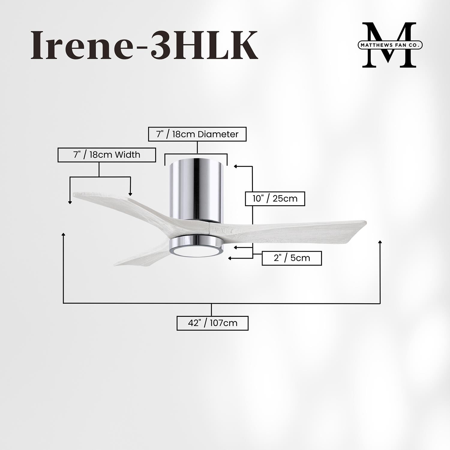 Irene 42 Inch Flush Mount Fan with Light Kit by Matthews Fan Company