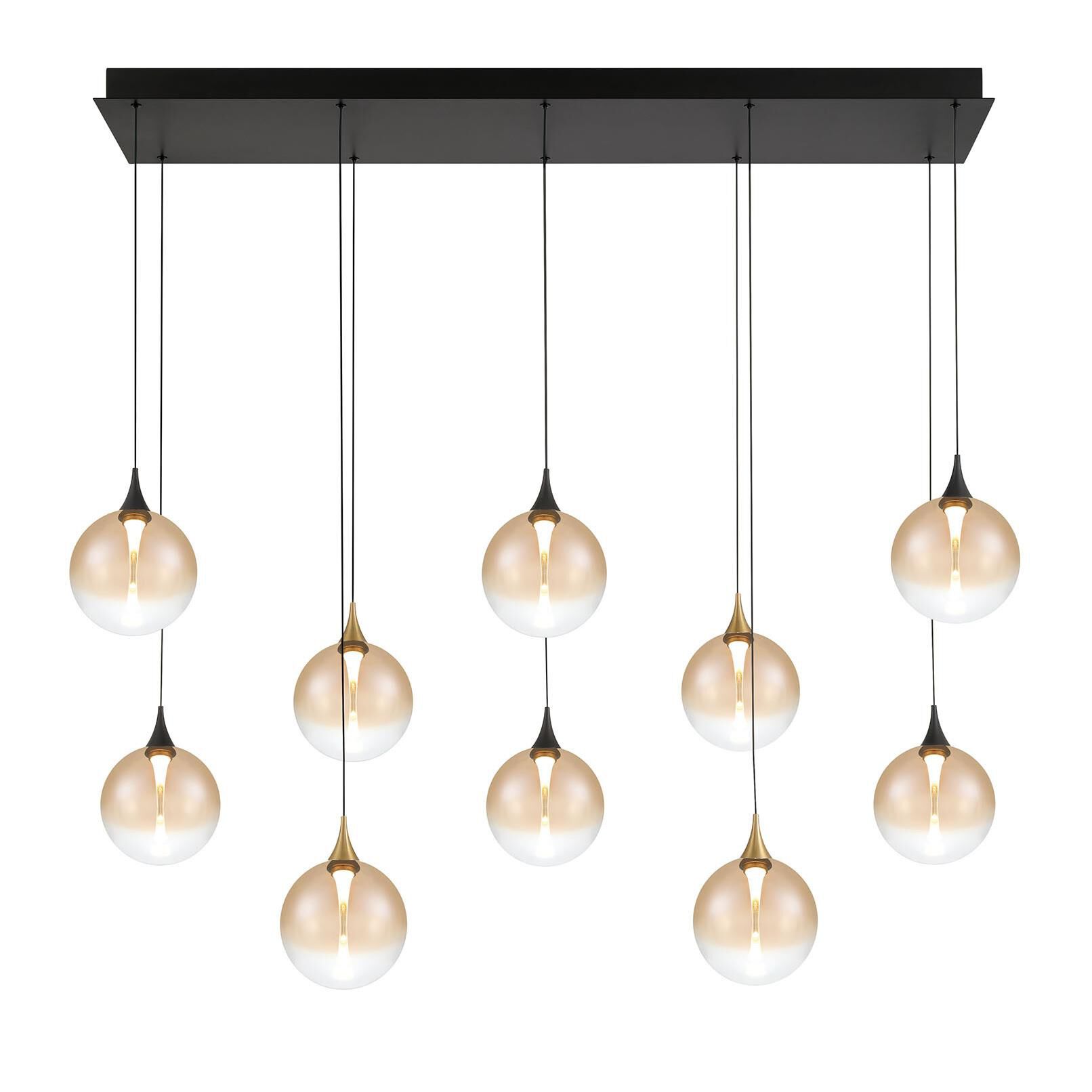 Shown in Gold-Black finish and Amber glass