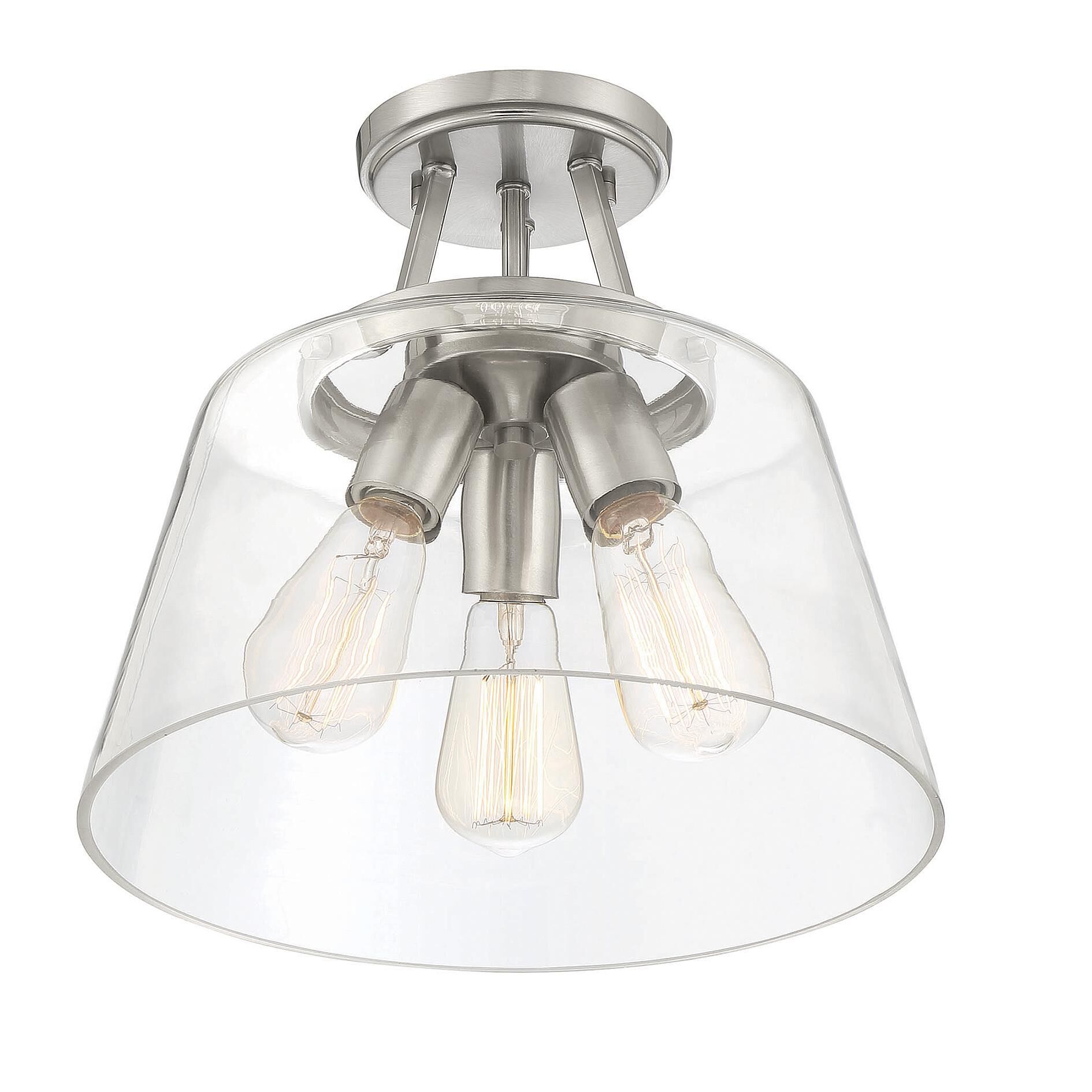 Shown in Satin Nickel finish and Clear glass