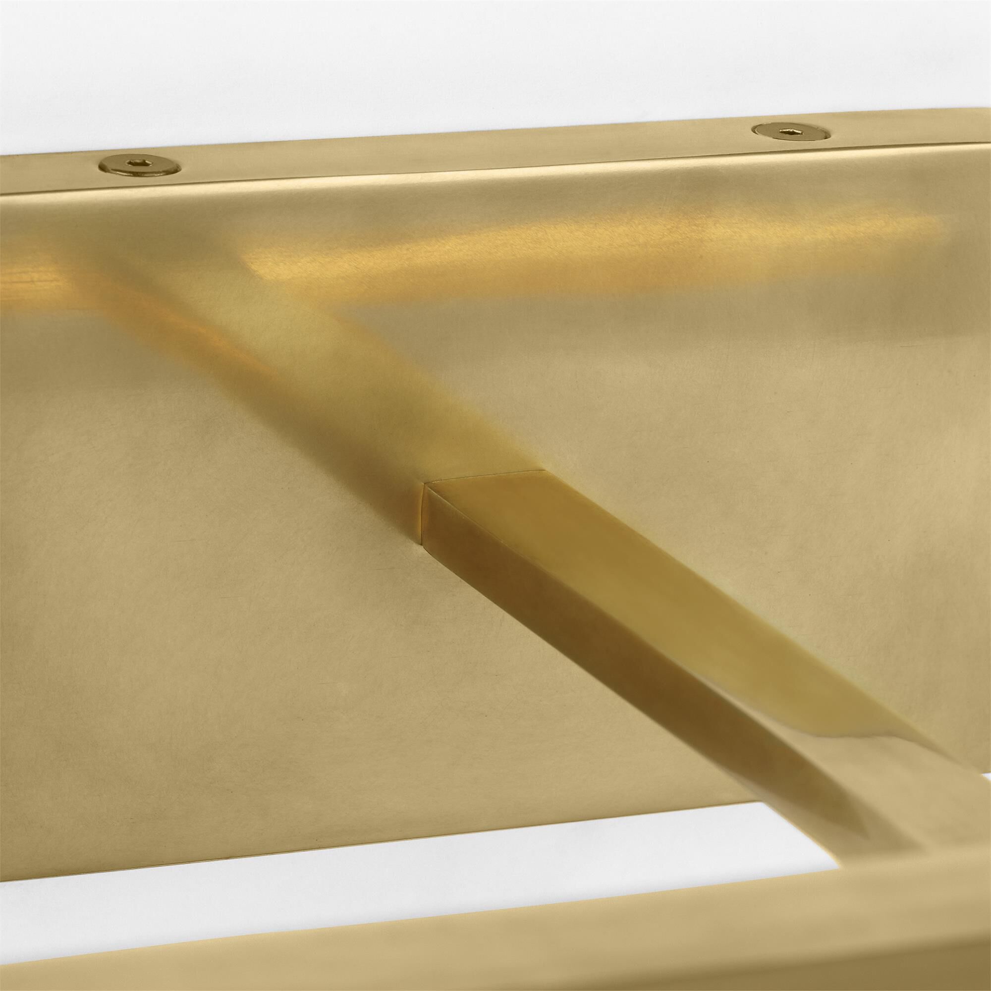 Shown in Hand-Rubbed Antique Brass finish and Brass shade