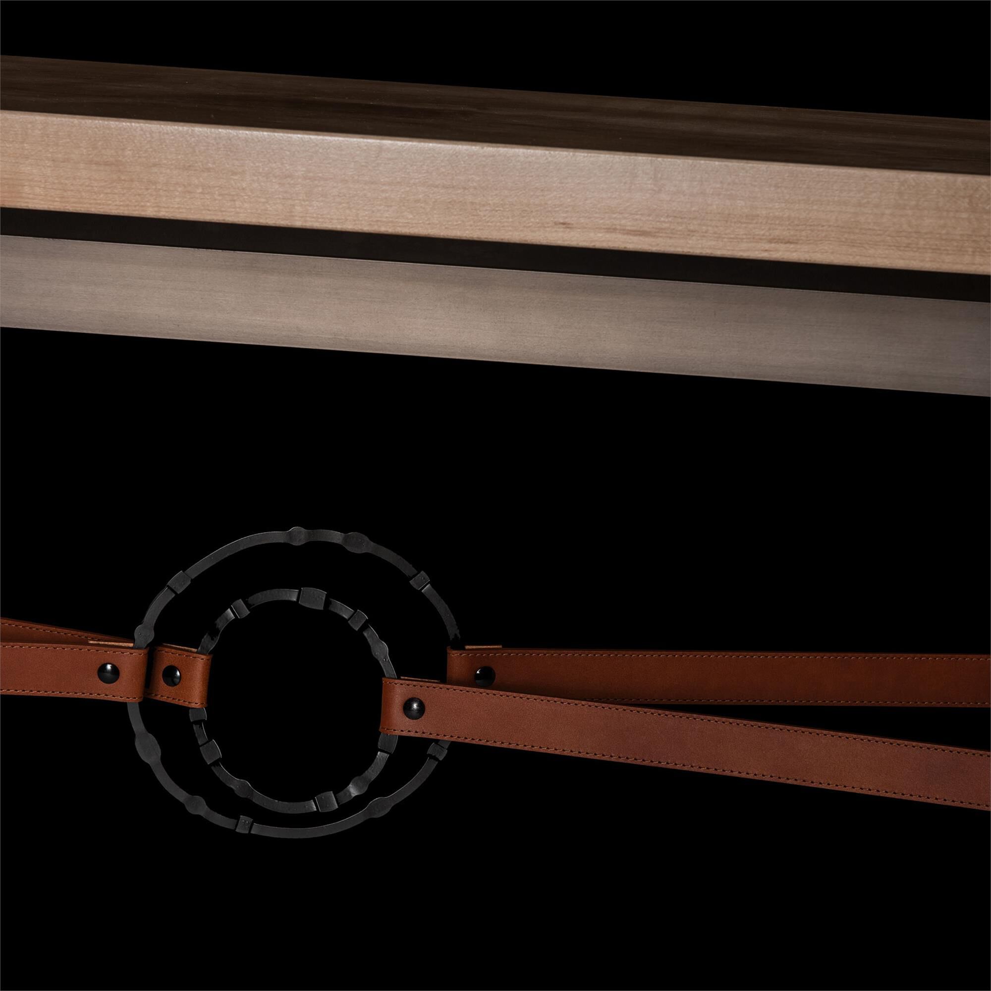 Shown in Dark Smoke finish and Chestnut Leather with Maple Natural accent