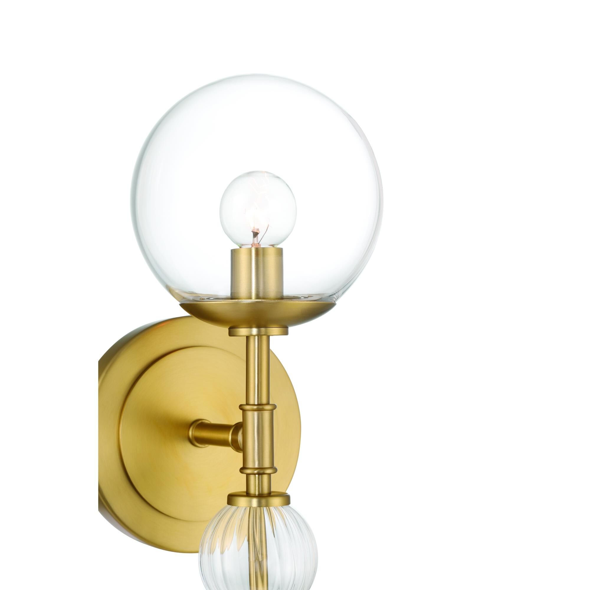 Shown in Gold finish and Clear  glass