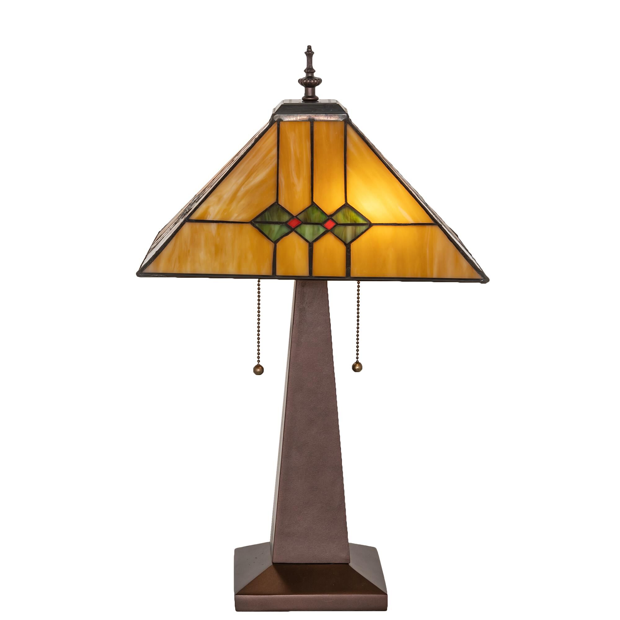 Shown in Mahogany Bronze finish and Amber /Acrylic;Green glass