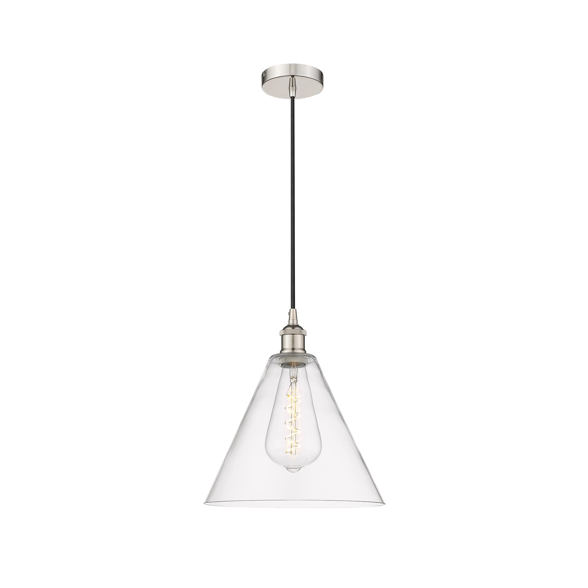 Shown in Polished Nickel finish and Cased Matte White glass