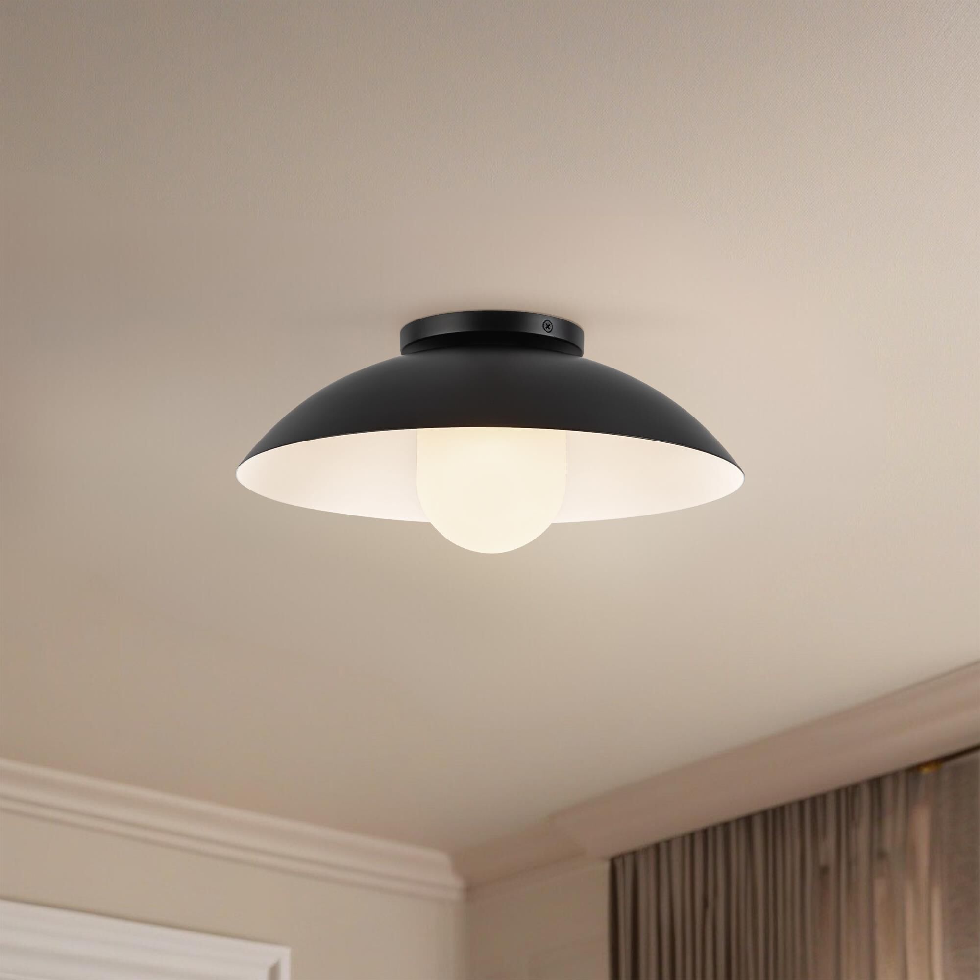 Shown in Black finish and Matte Opal glass