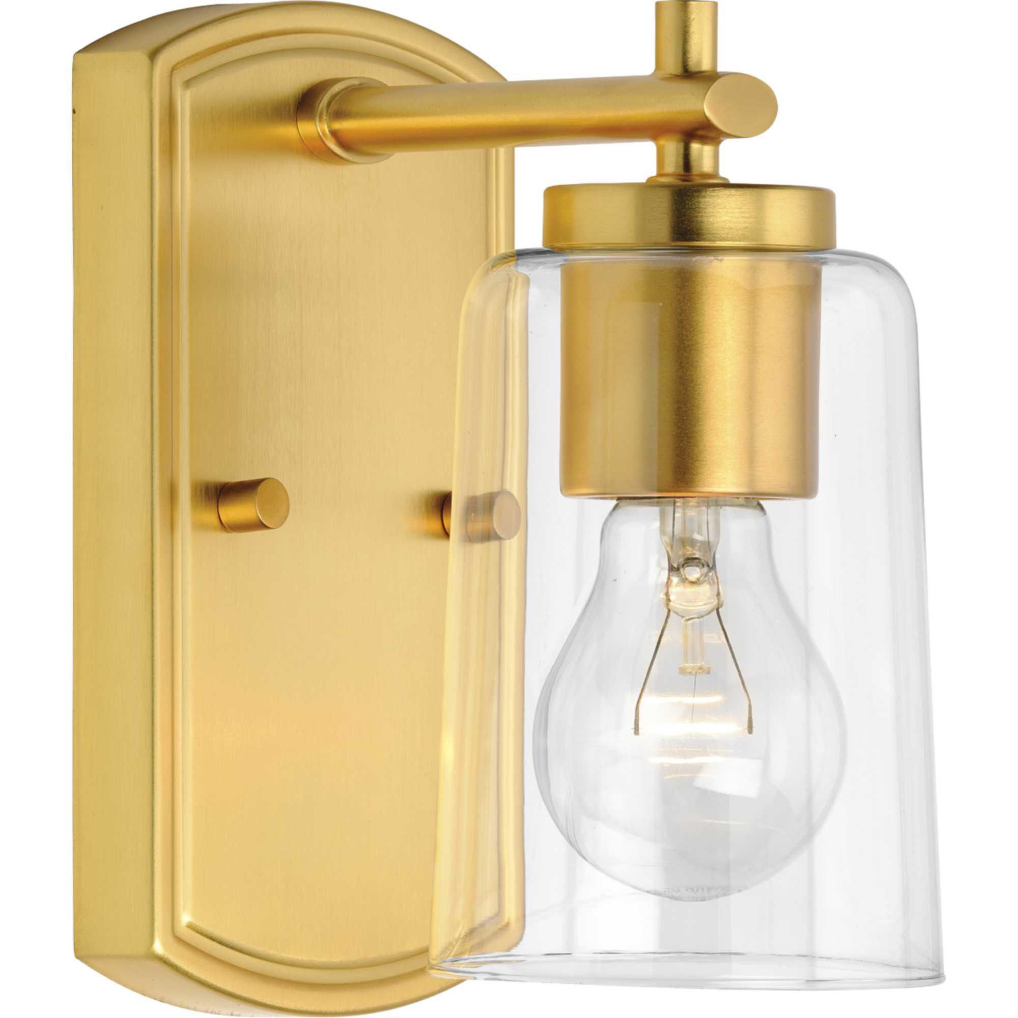 Shown in Satin Brass finish and Clear glass