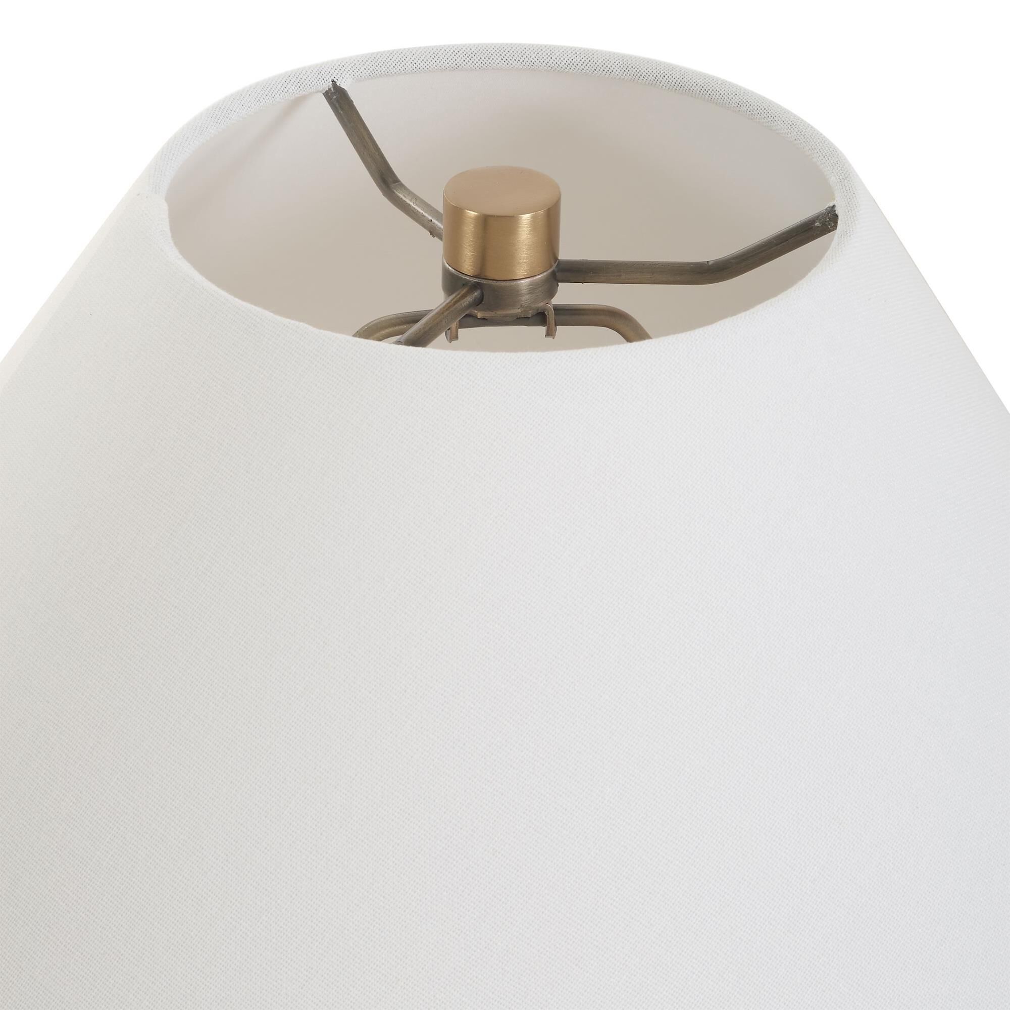 Shown in White finish and Tapered Round Hardback shade