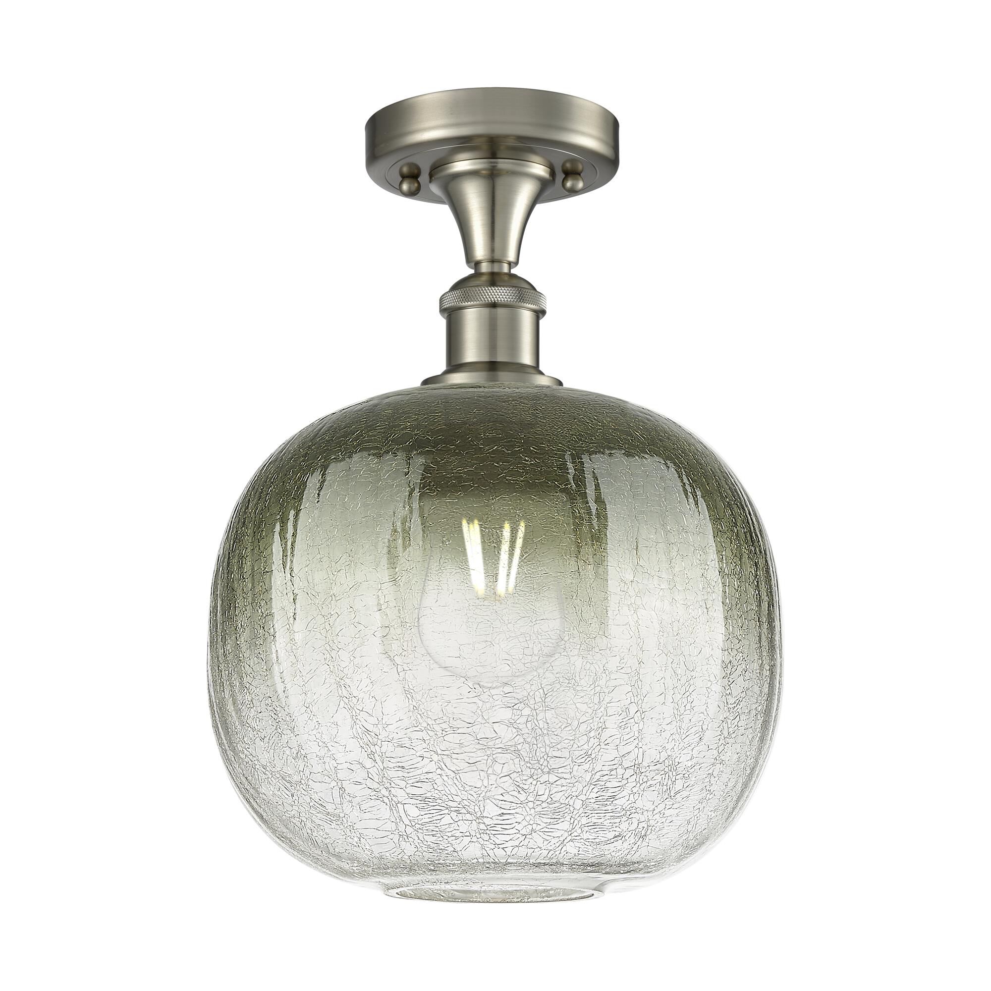 Shown in Brushed Satin Nickel finish and Slate glass
