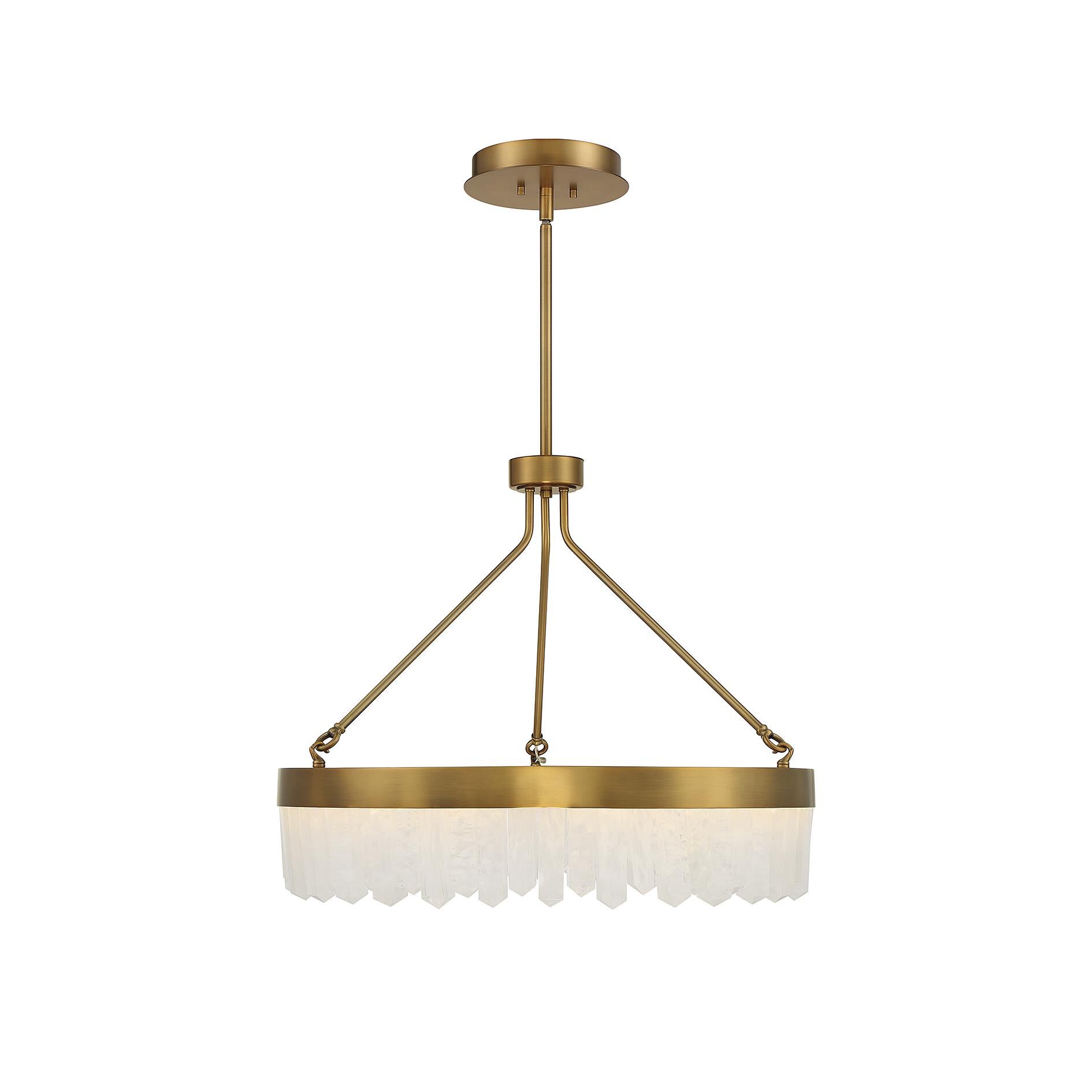 Shown in Warm Brass finish and Natural Calcite Elements glass