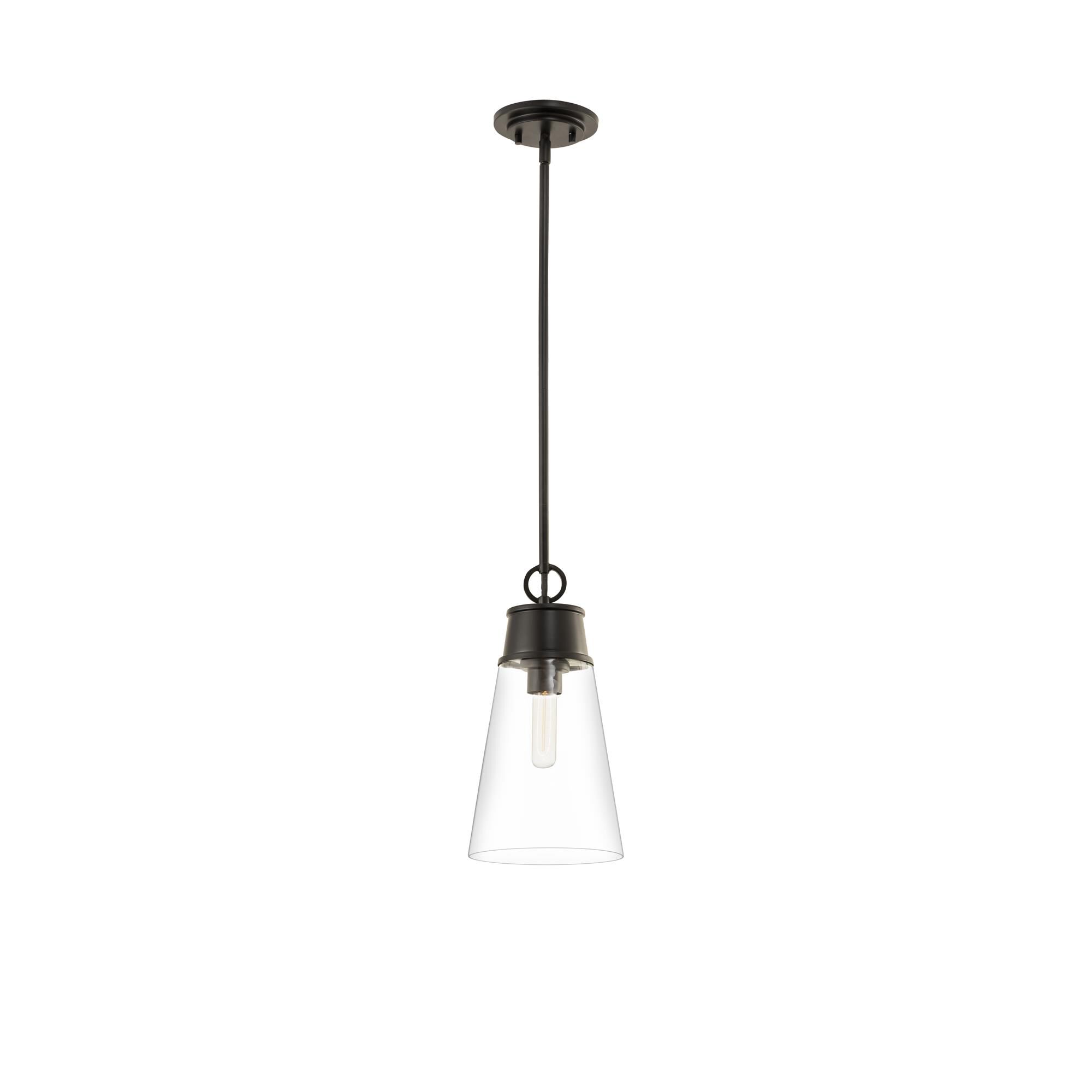 Shown in Matte Black finish and Glass shade