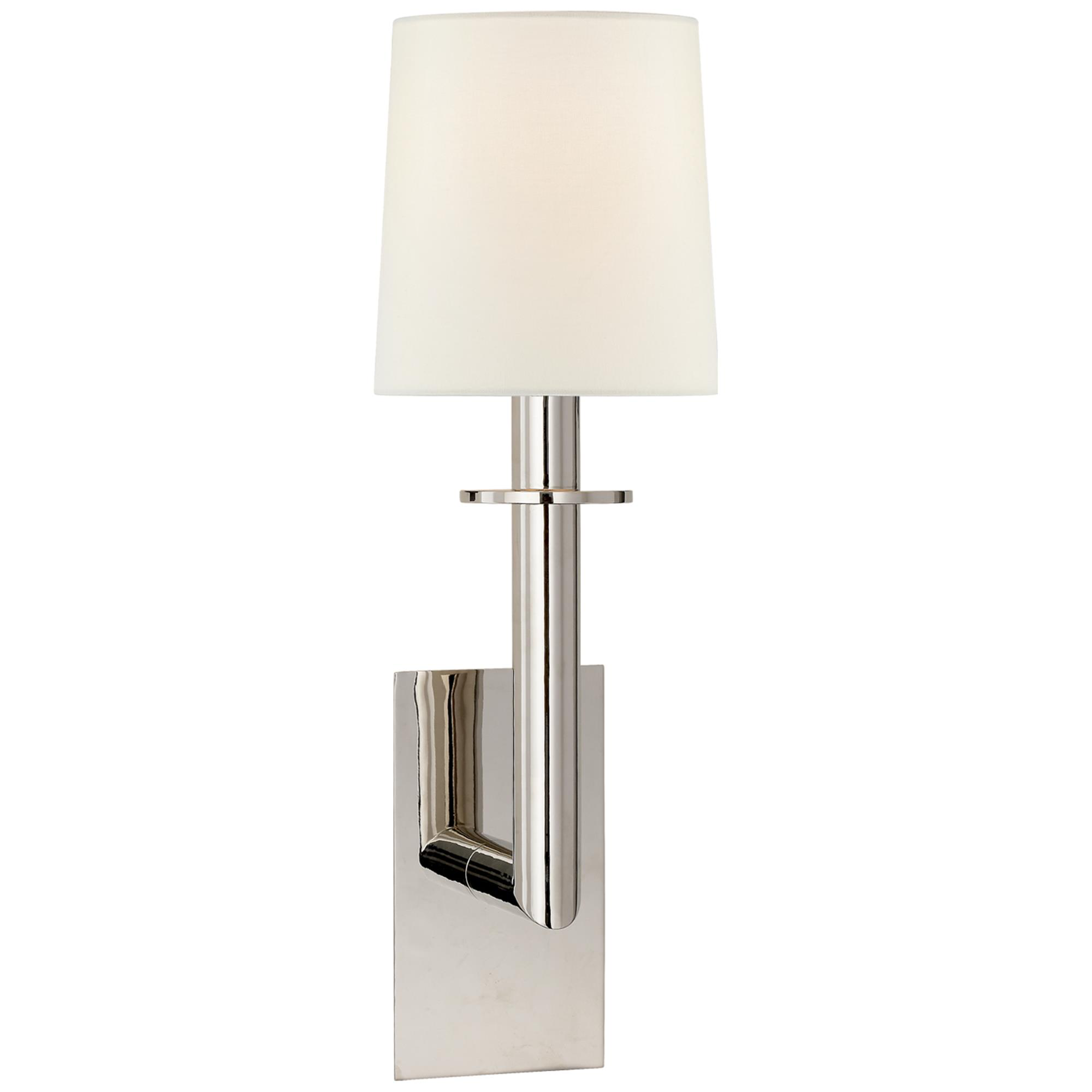 Shown in Polished Nickel finish and Linen shade