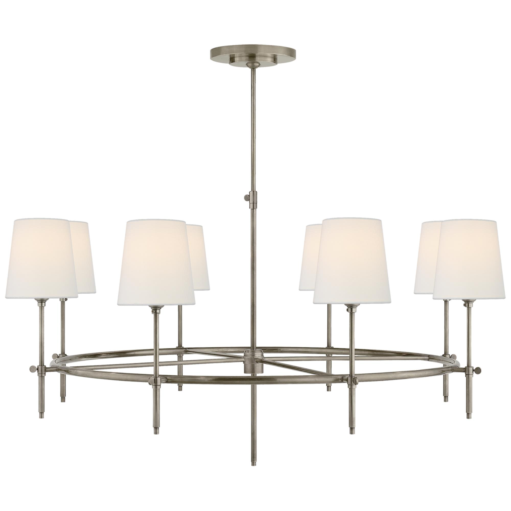Shown in Antique Nickel finish and Linen shade