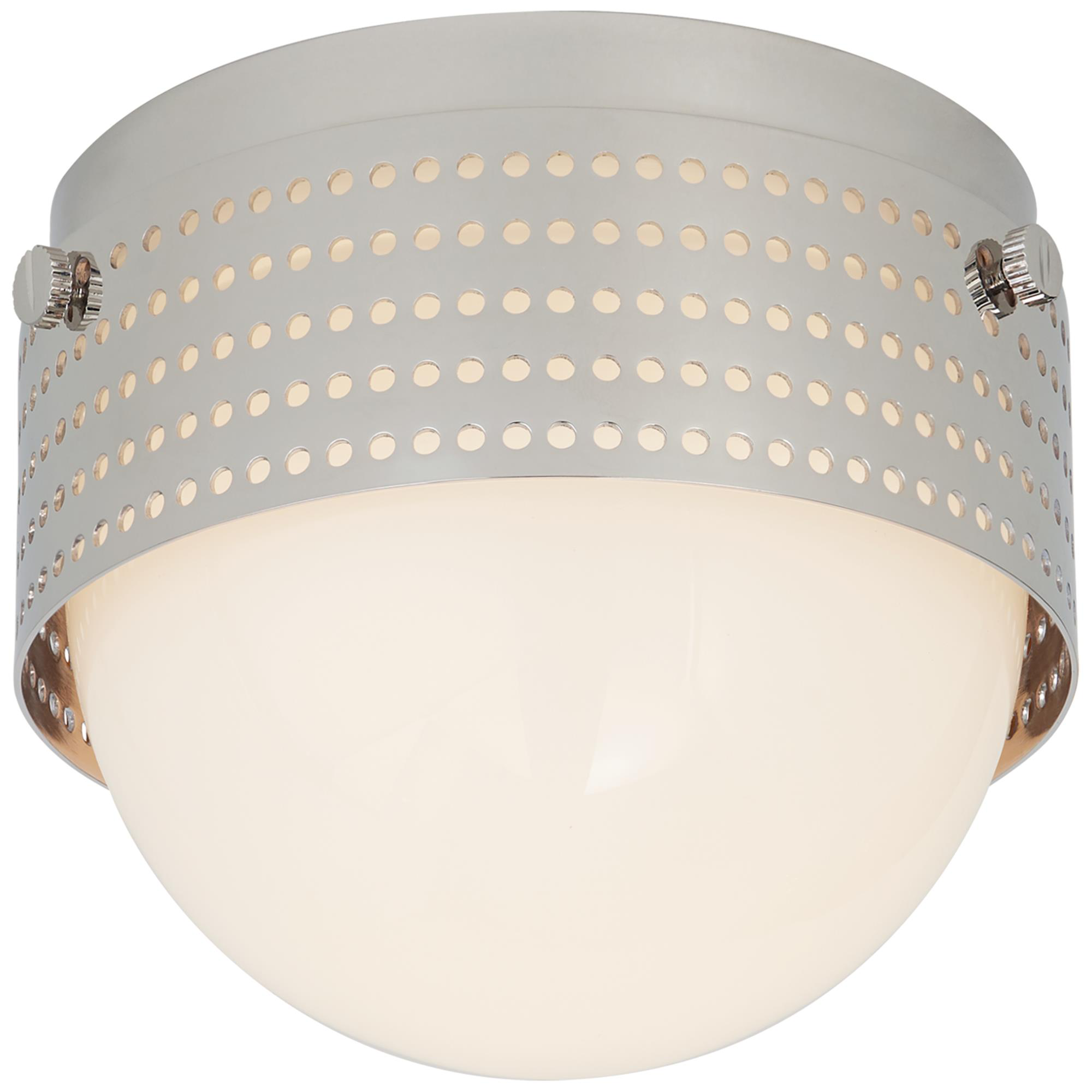 Shown in Polished Nickel finish and White glass and White Glass shade