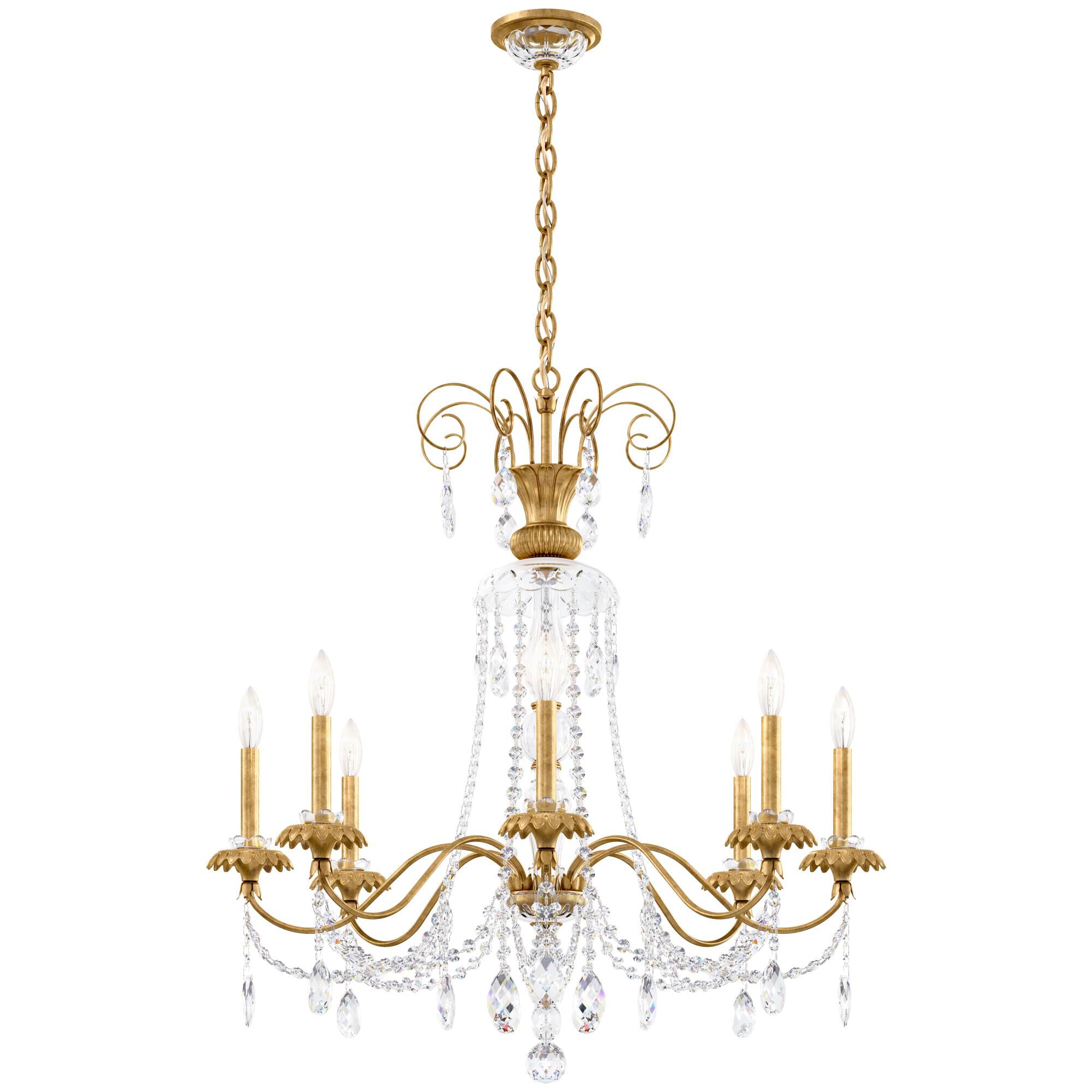 Shown in Heirloom Gold finish and Clear crystal