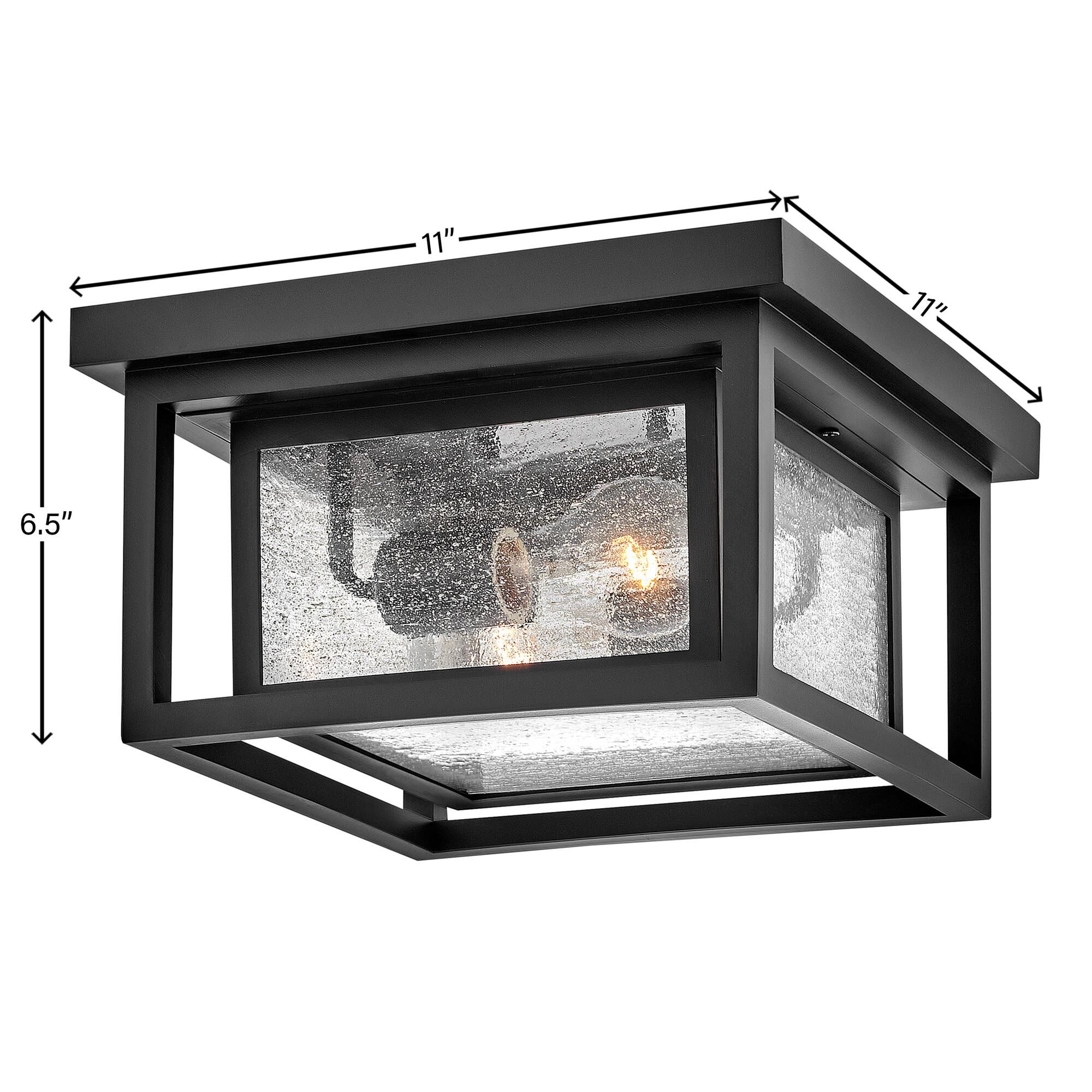 Shown in Black finish and Clear Seedy glass