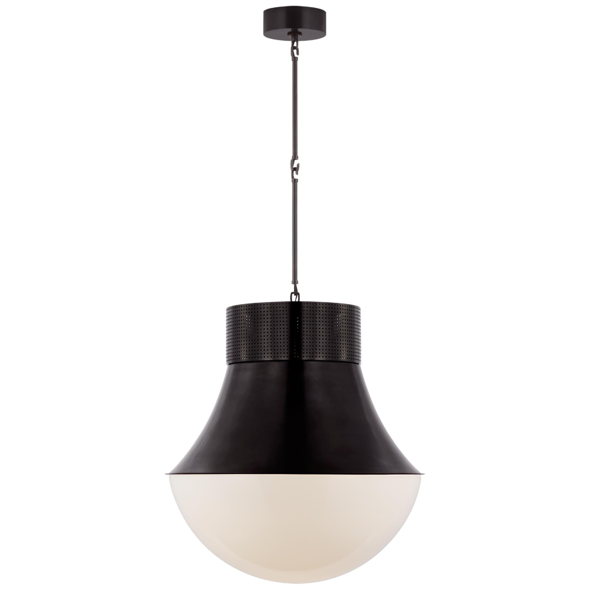 Shown in Bronze finish and White glass