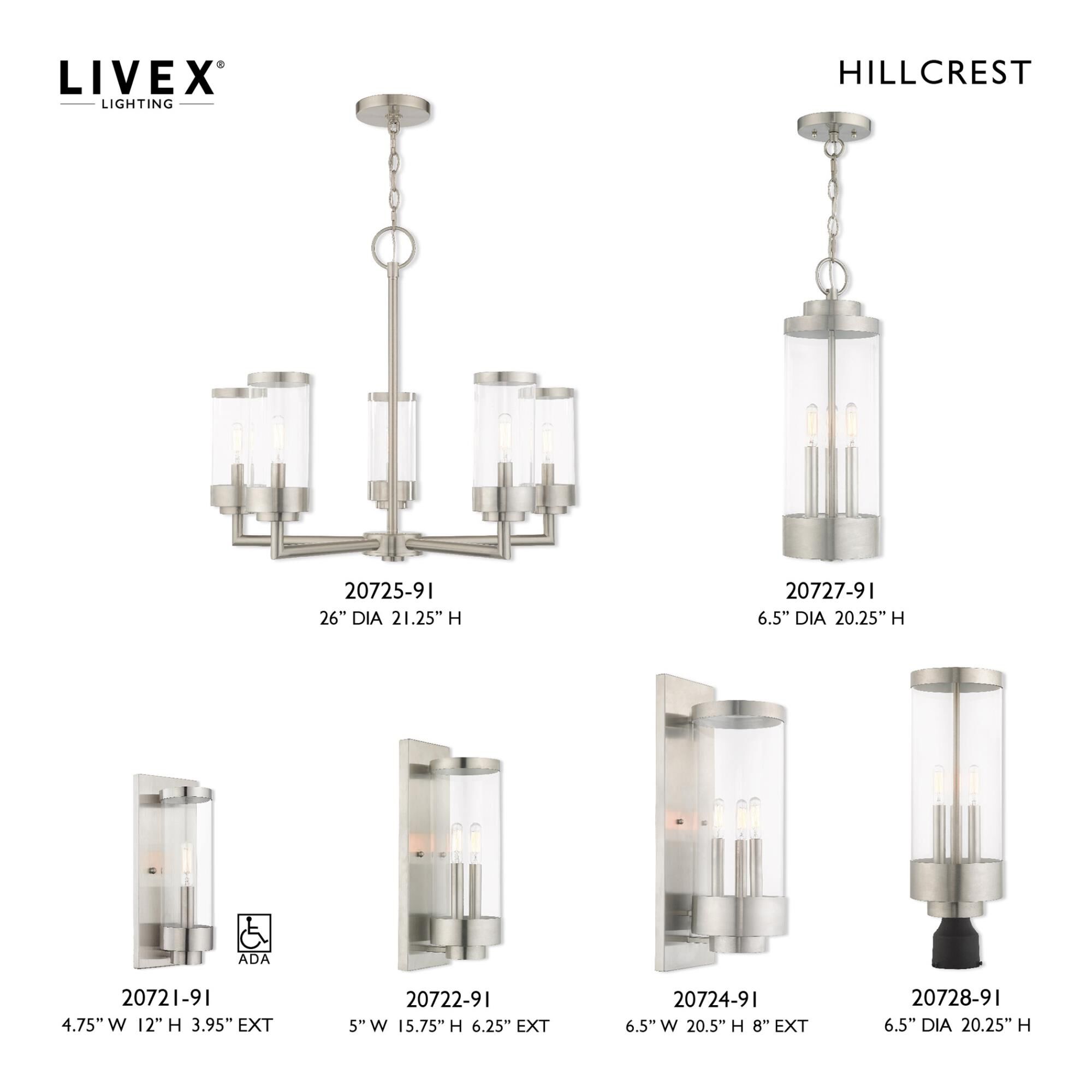 Hillcrest 15 Inch Tall 2 Light Outdoor Wall Light by Livex Lighting