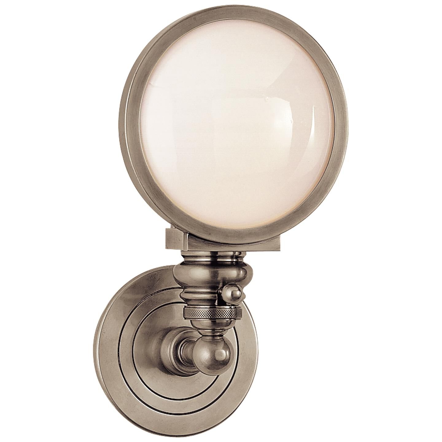 Shown in Antique Nickel finish and White glass