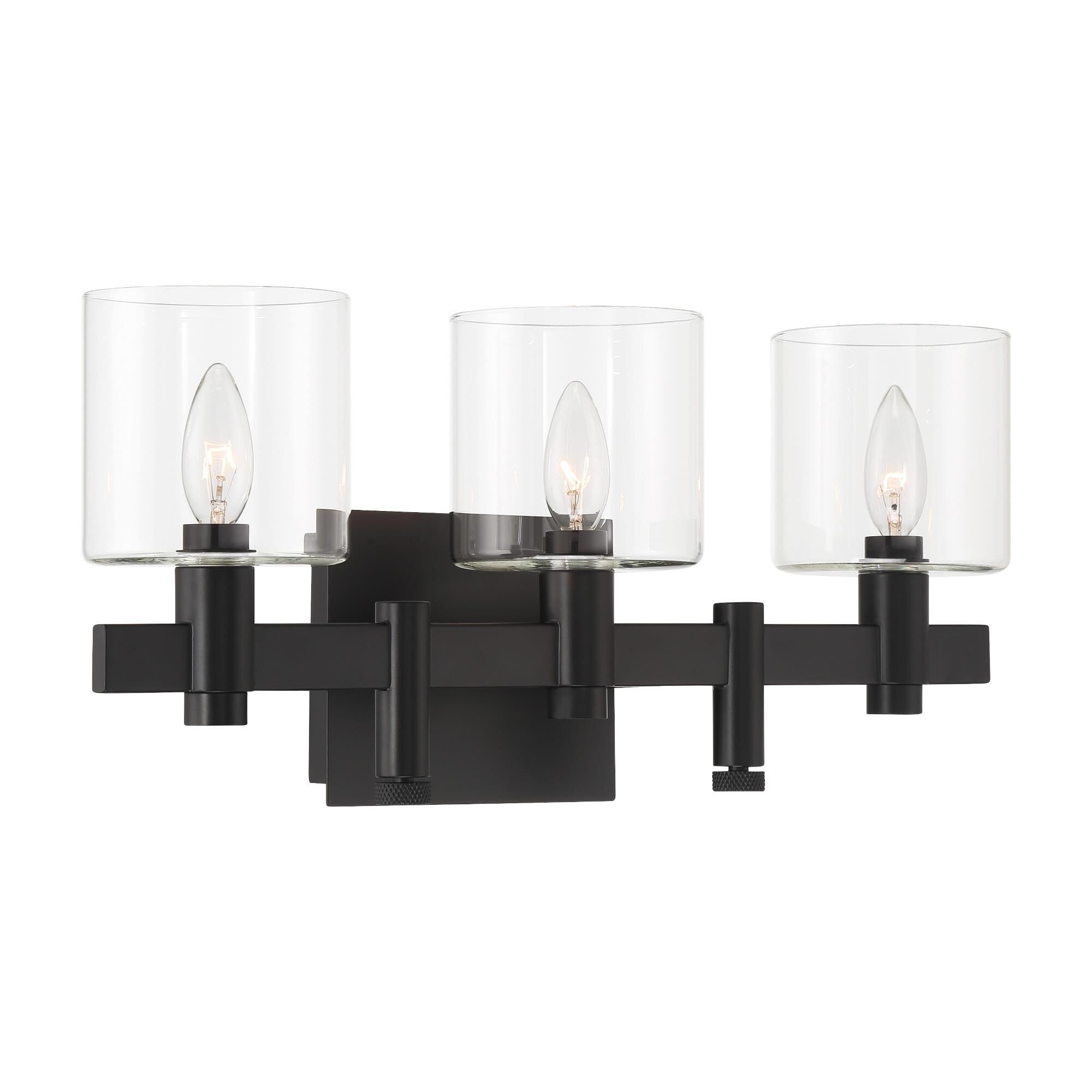 Shown in Black finish and Clear glass