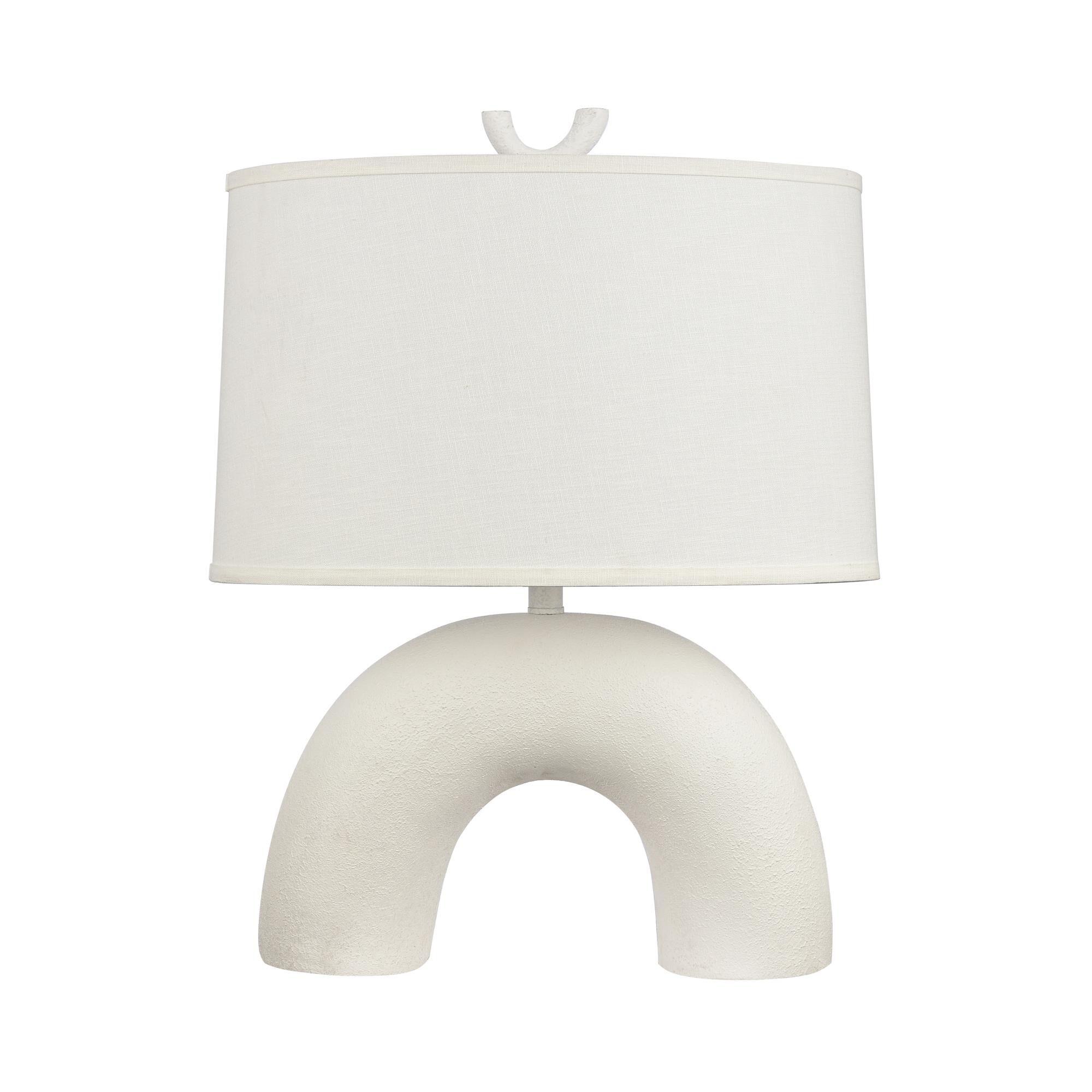 Shown in Dry White finish and White Linen Oval Shade glass and White Linen Oval shade