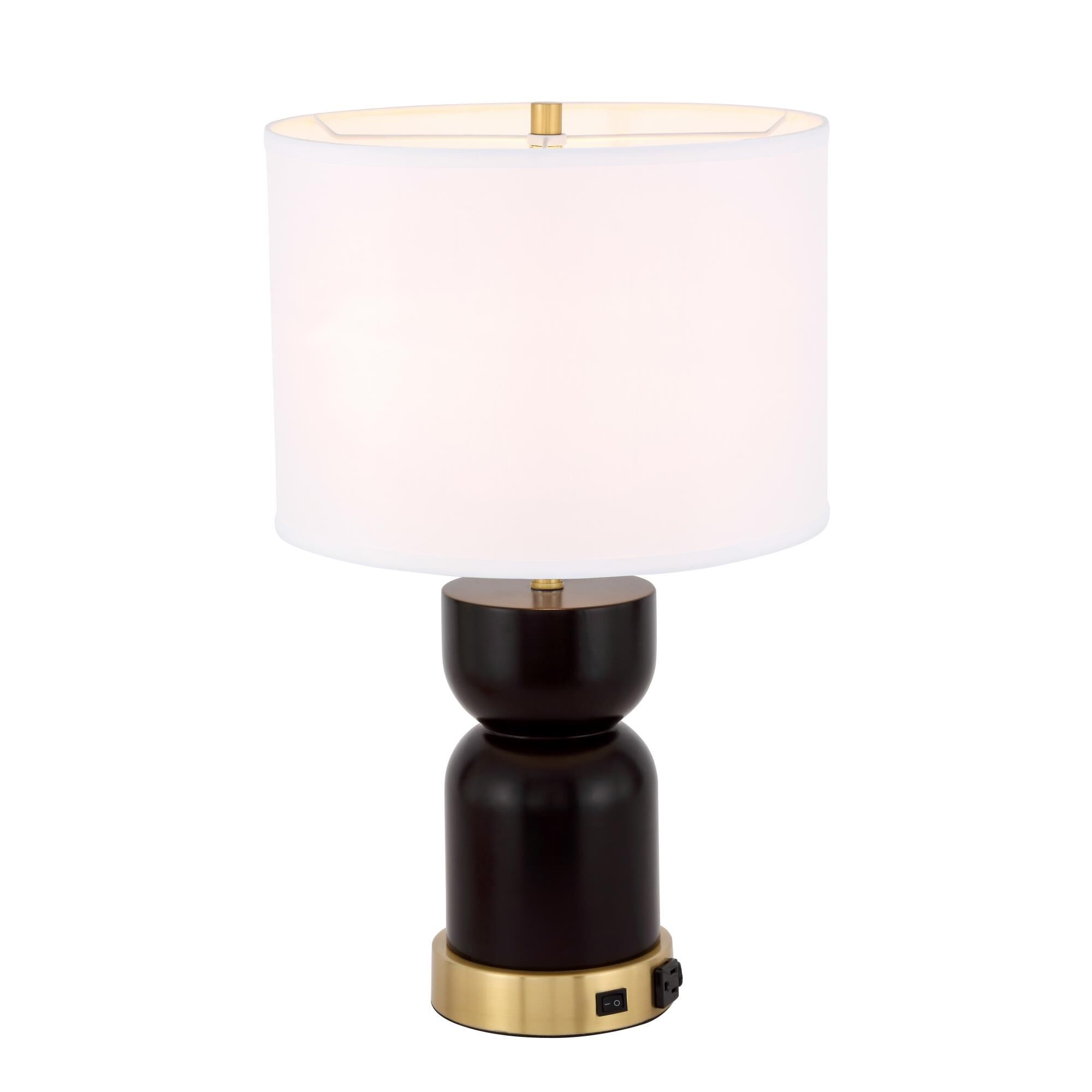 Shown in Brushed Brass And Dark Red finish and Fabric - Off White shade