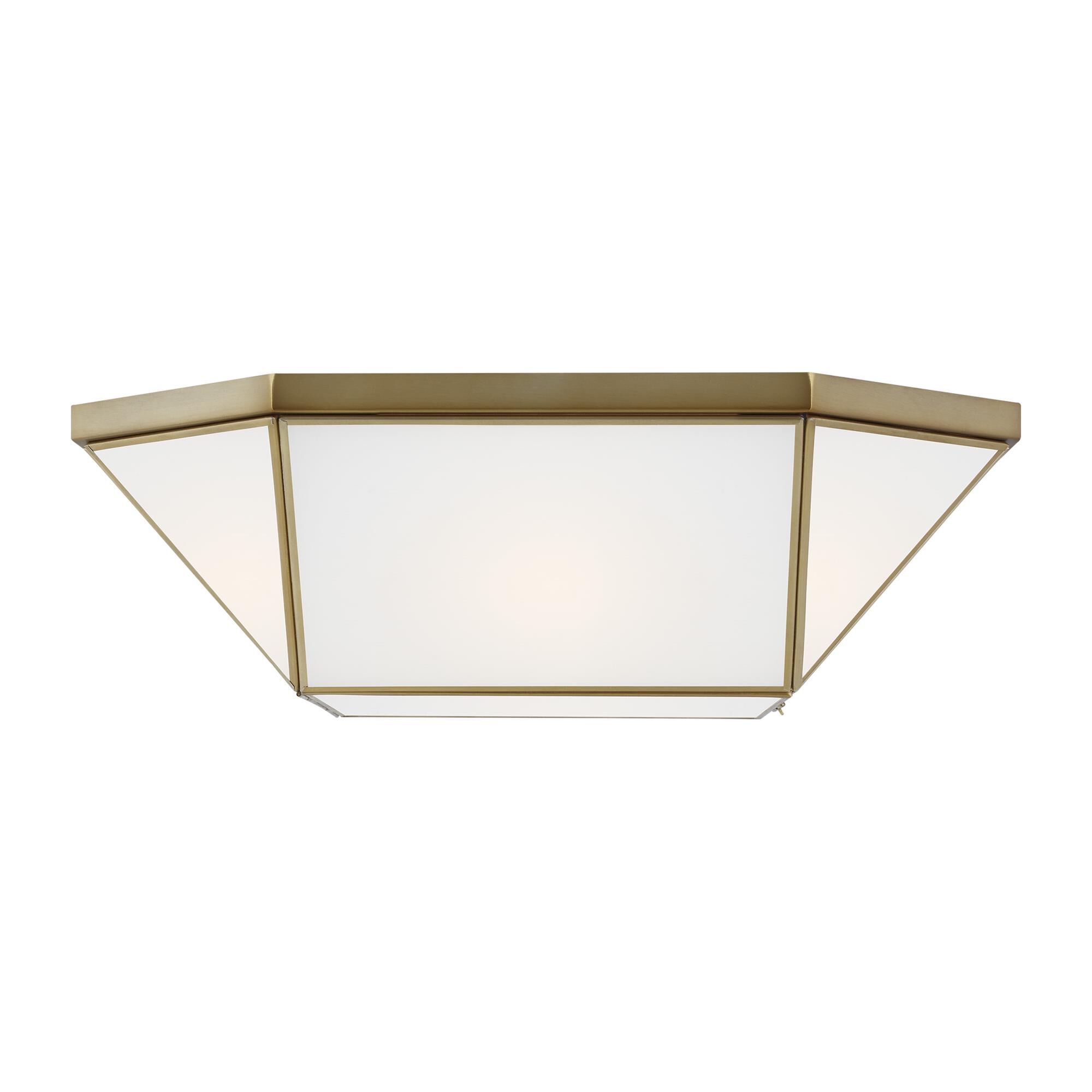 Shown in Satin Brass finish and Smooth White glass and White Glass Panel shade