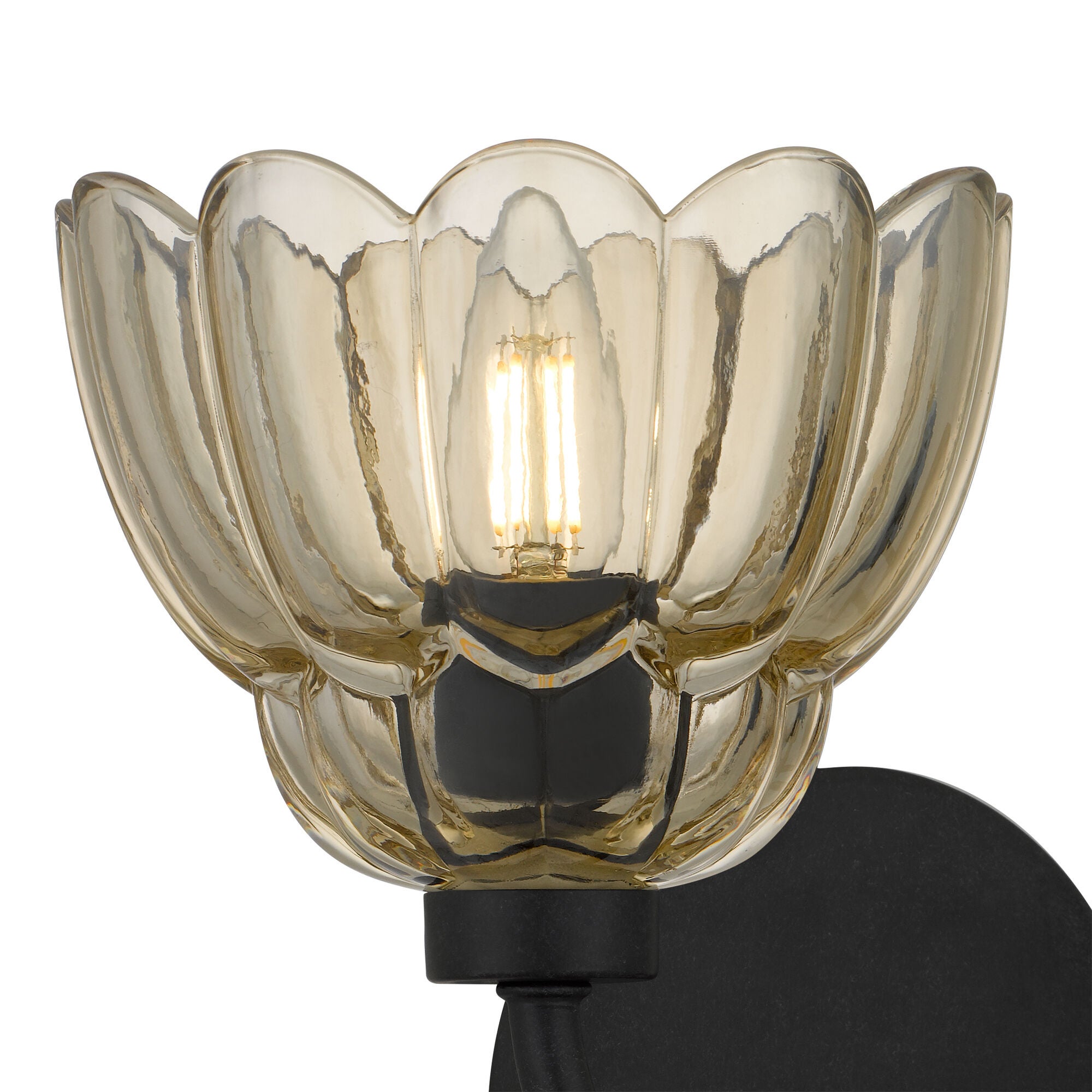Shown in Mottled Cocoa finish and Amber Glass shade