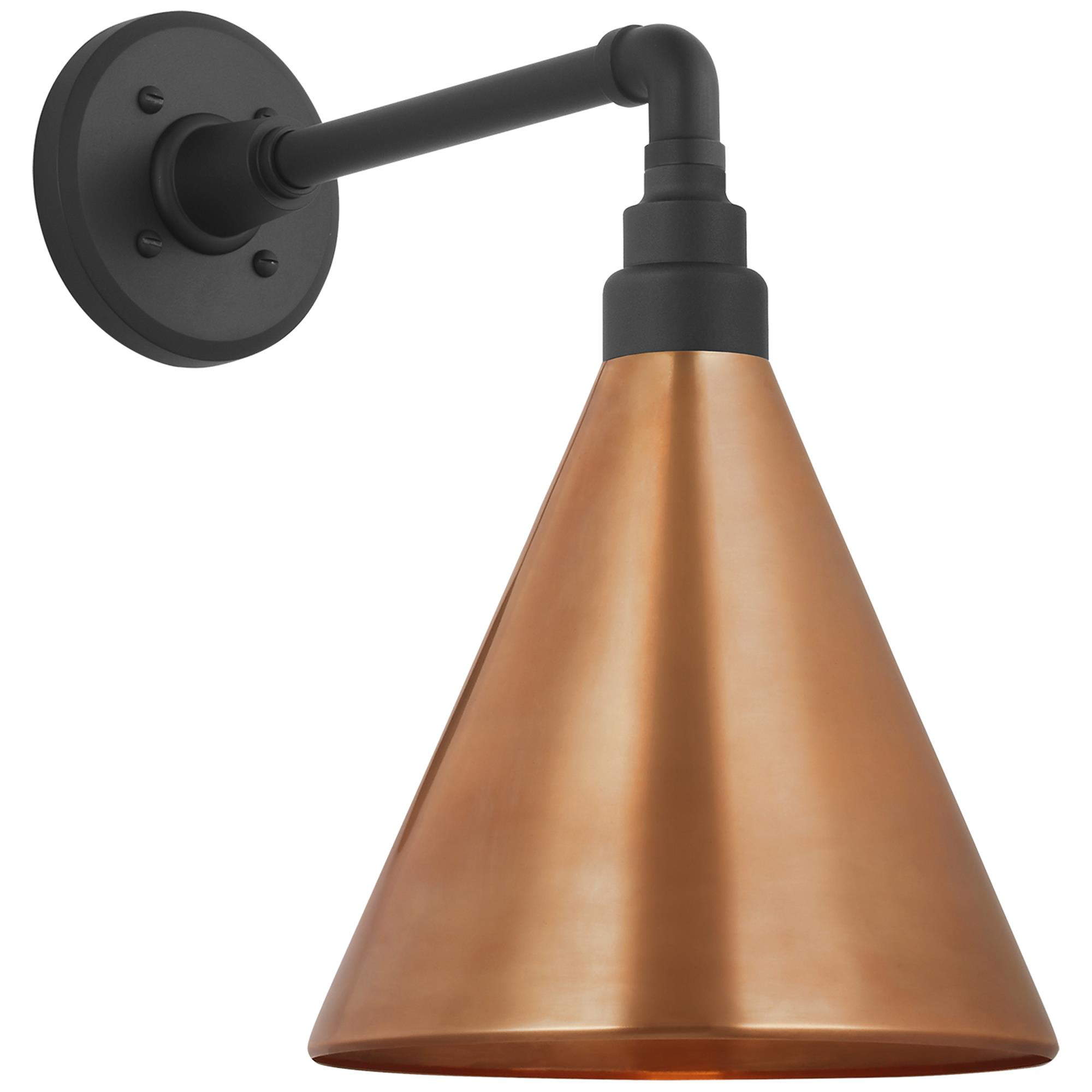 Shown in Matte Black finish and Soft Copper Conical Savannah shade