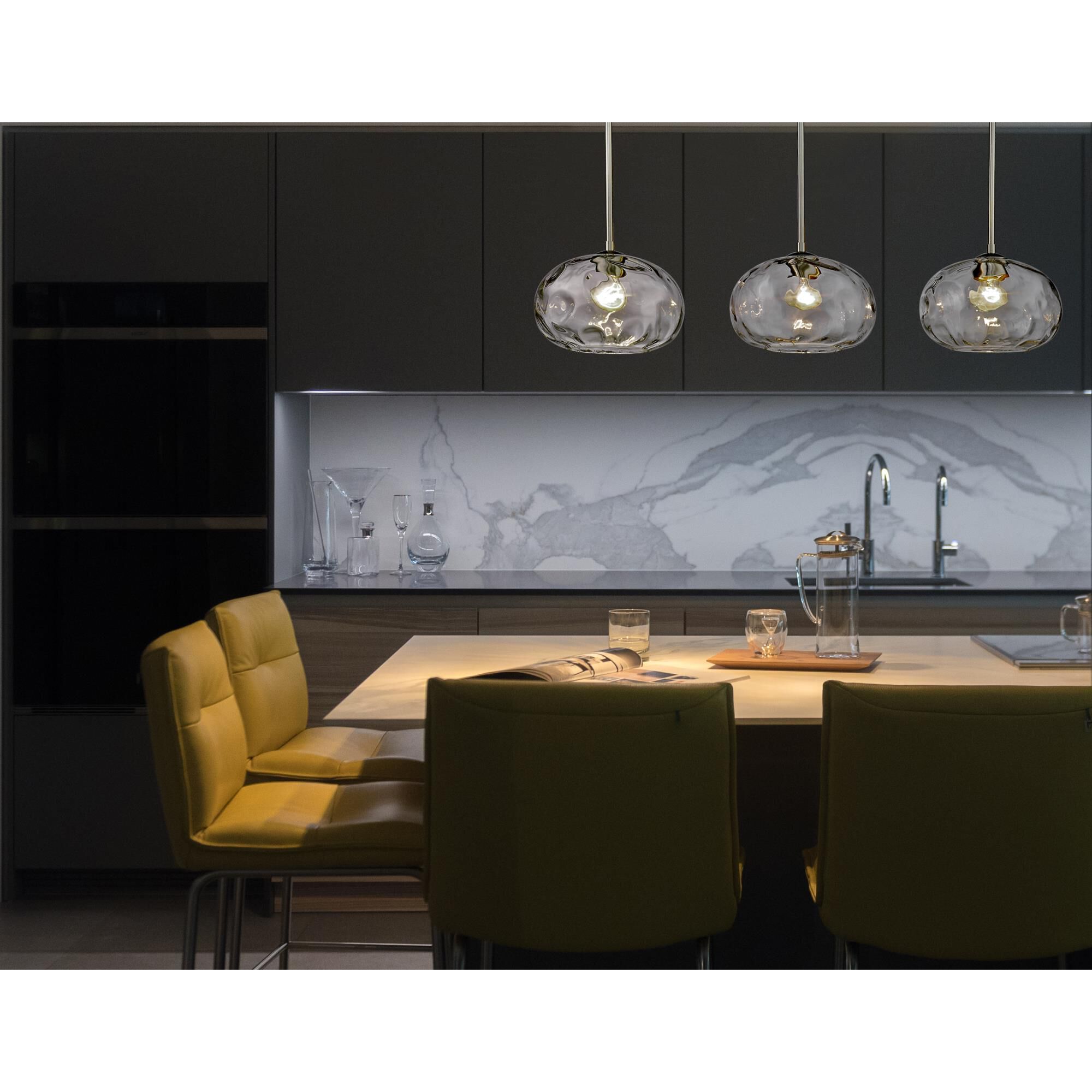 Shown in Brushed Nickel finish and Glass shade