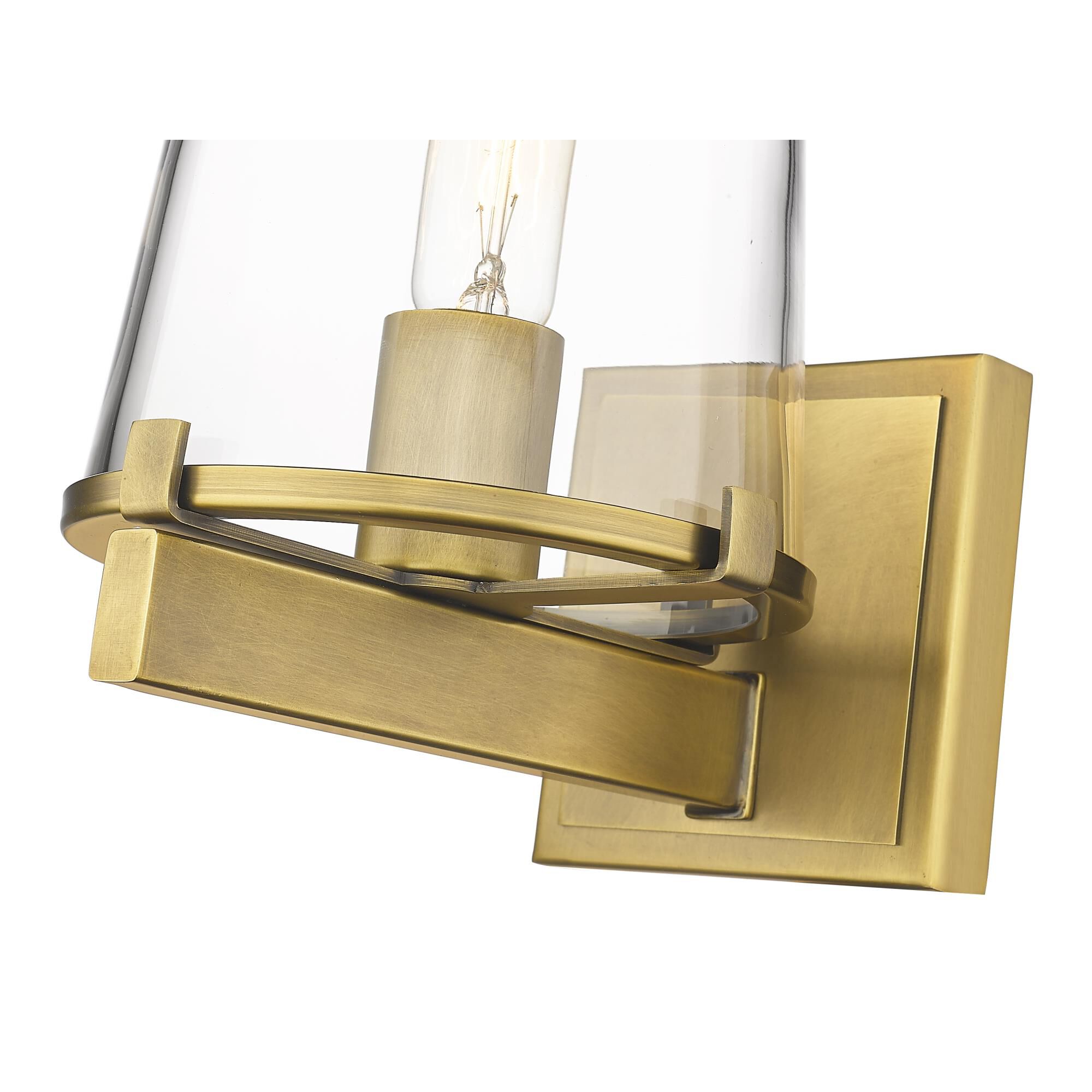 Shown in Rubbed Brass finish and Glass shade