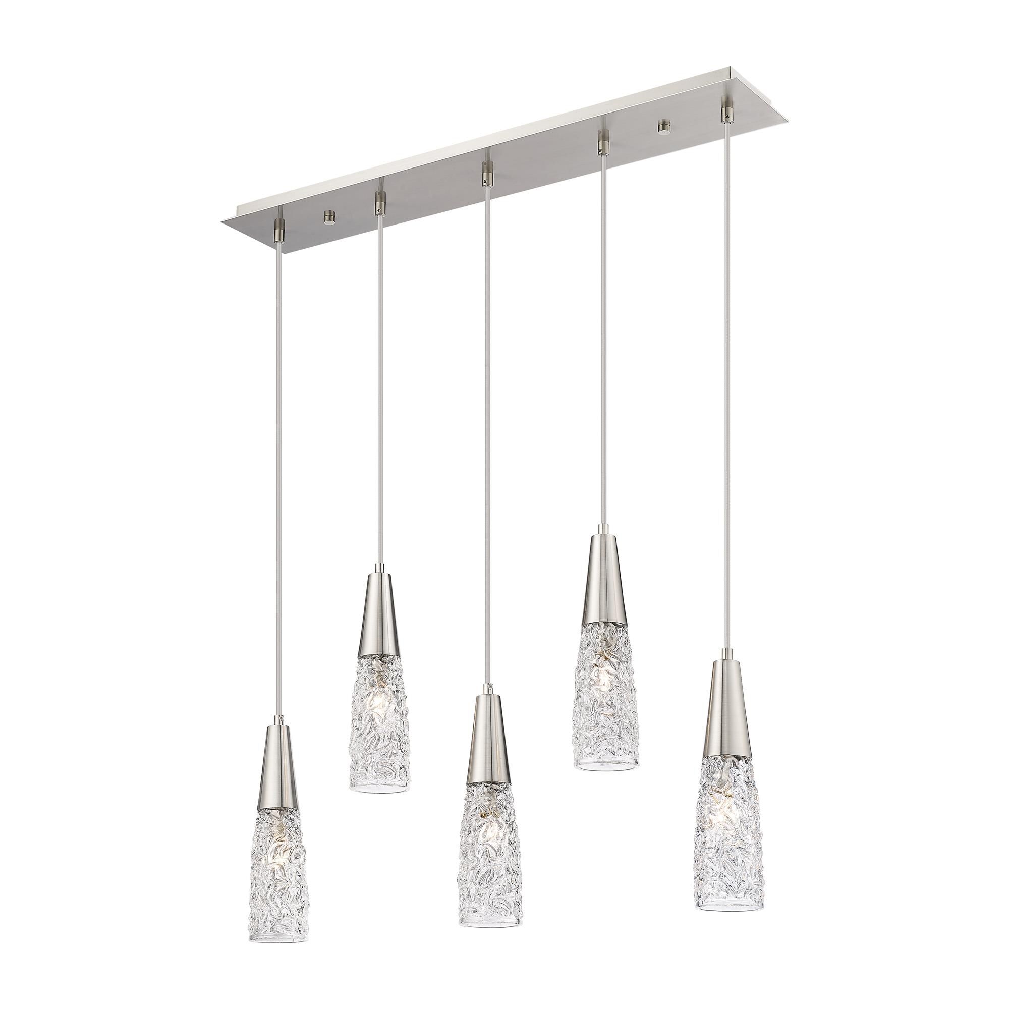 Shown in Satin Nickel finish and Clear shade