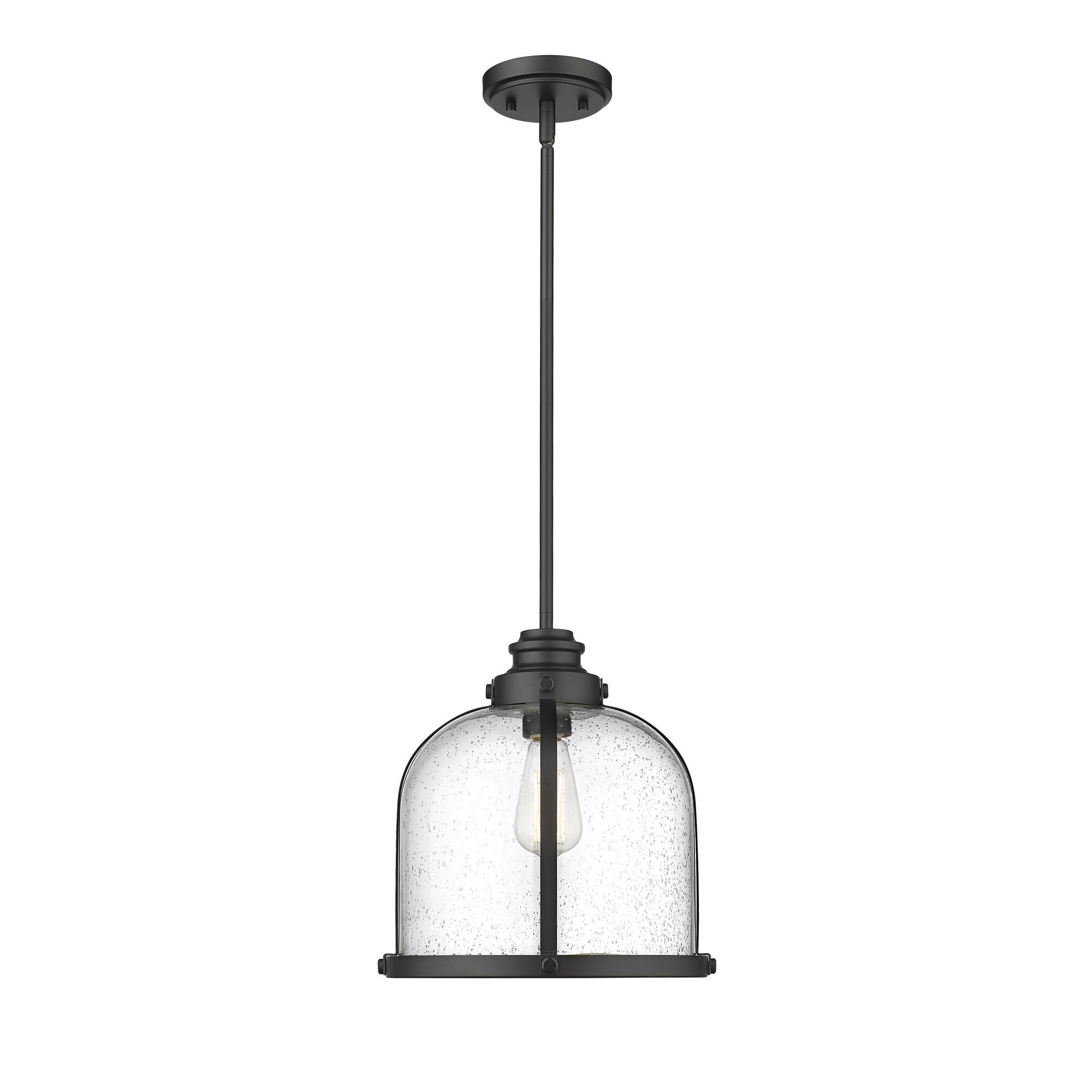 Shown in Matte Black finish and Glass shade