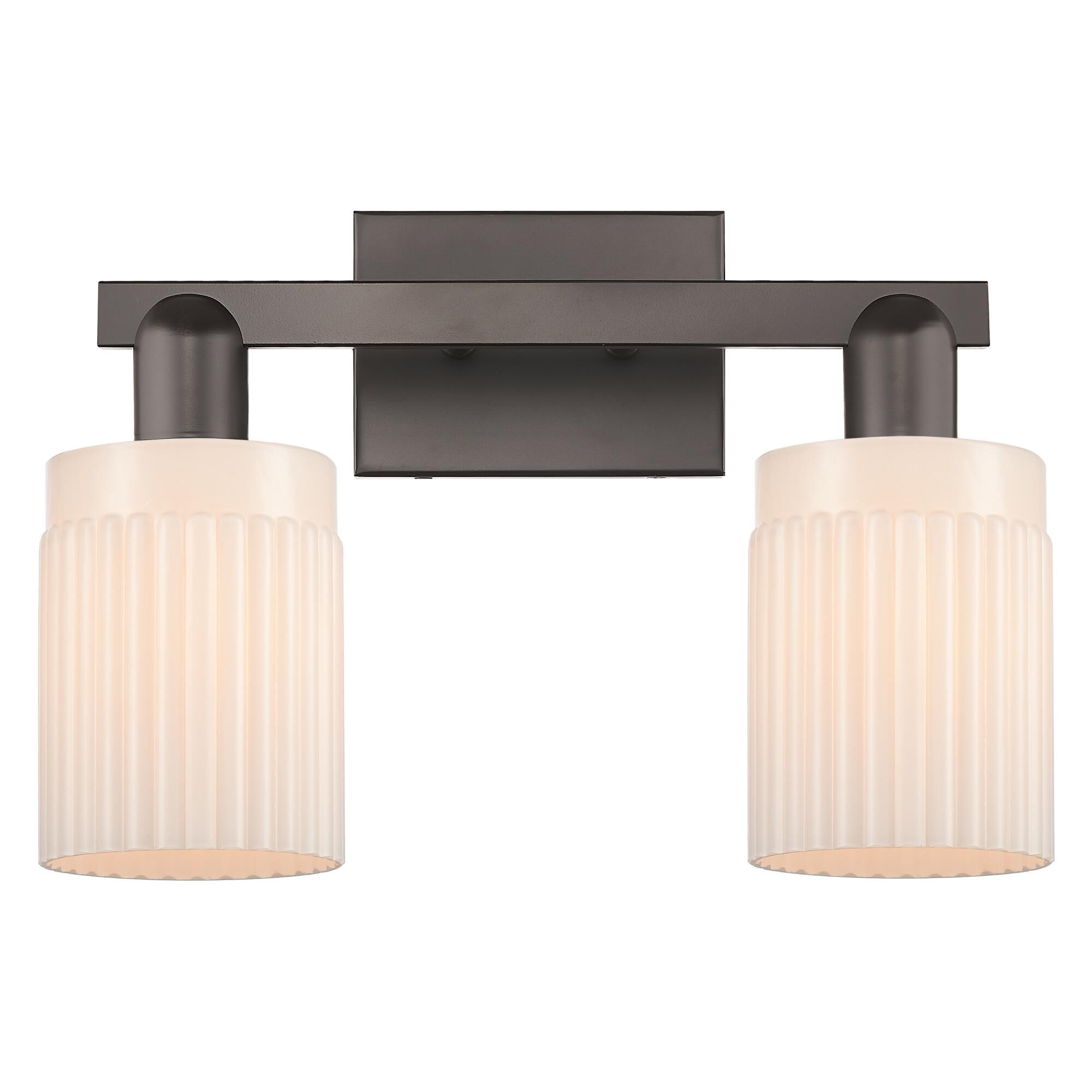 Shown in Oil Rubbed Bronze finish and Matte White glass