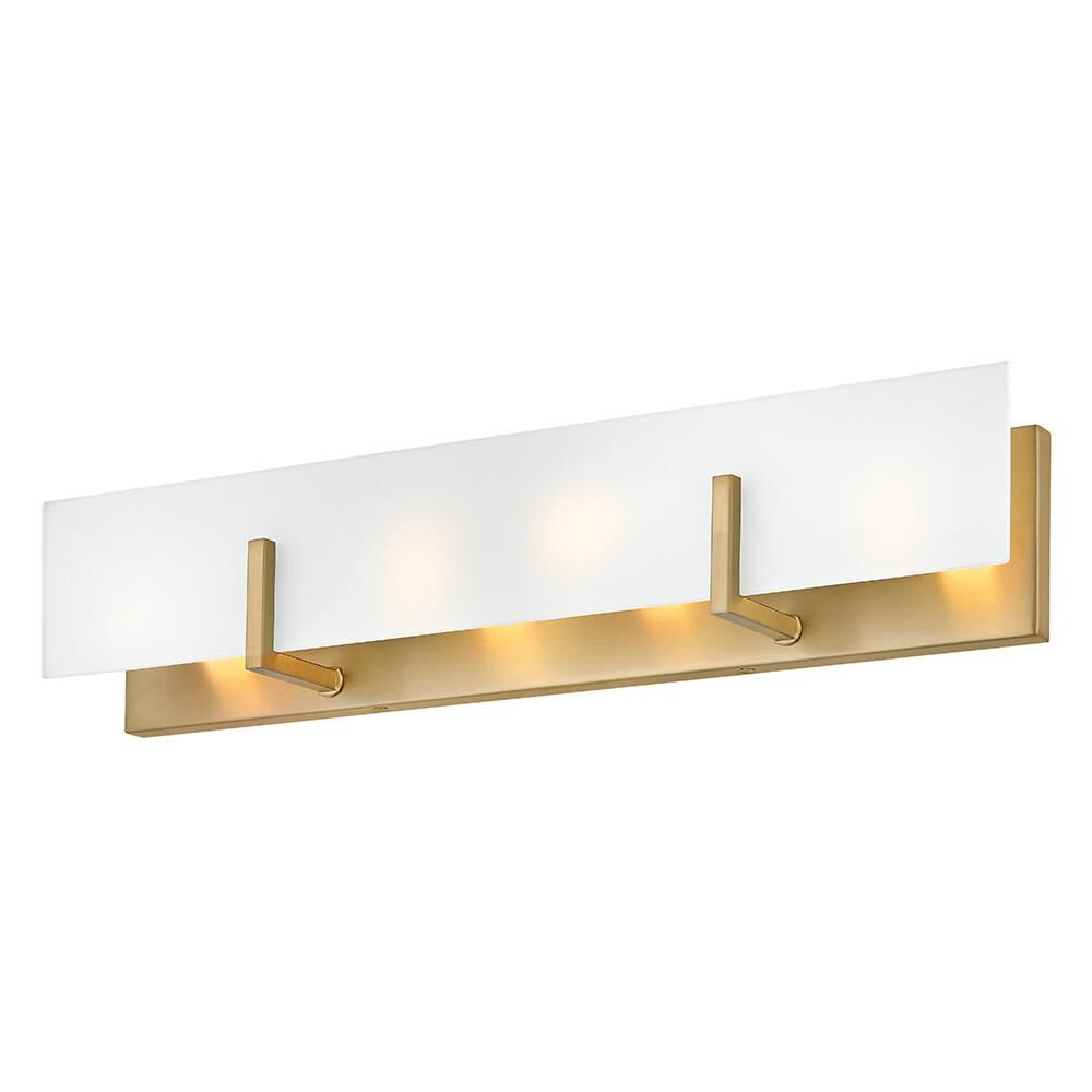 Shown in Lacquered Brass finish and Etched White glass