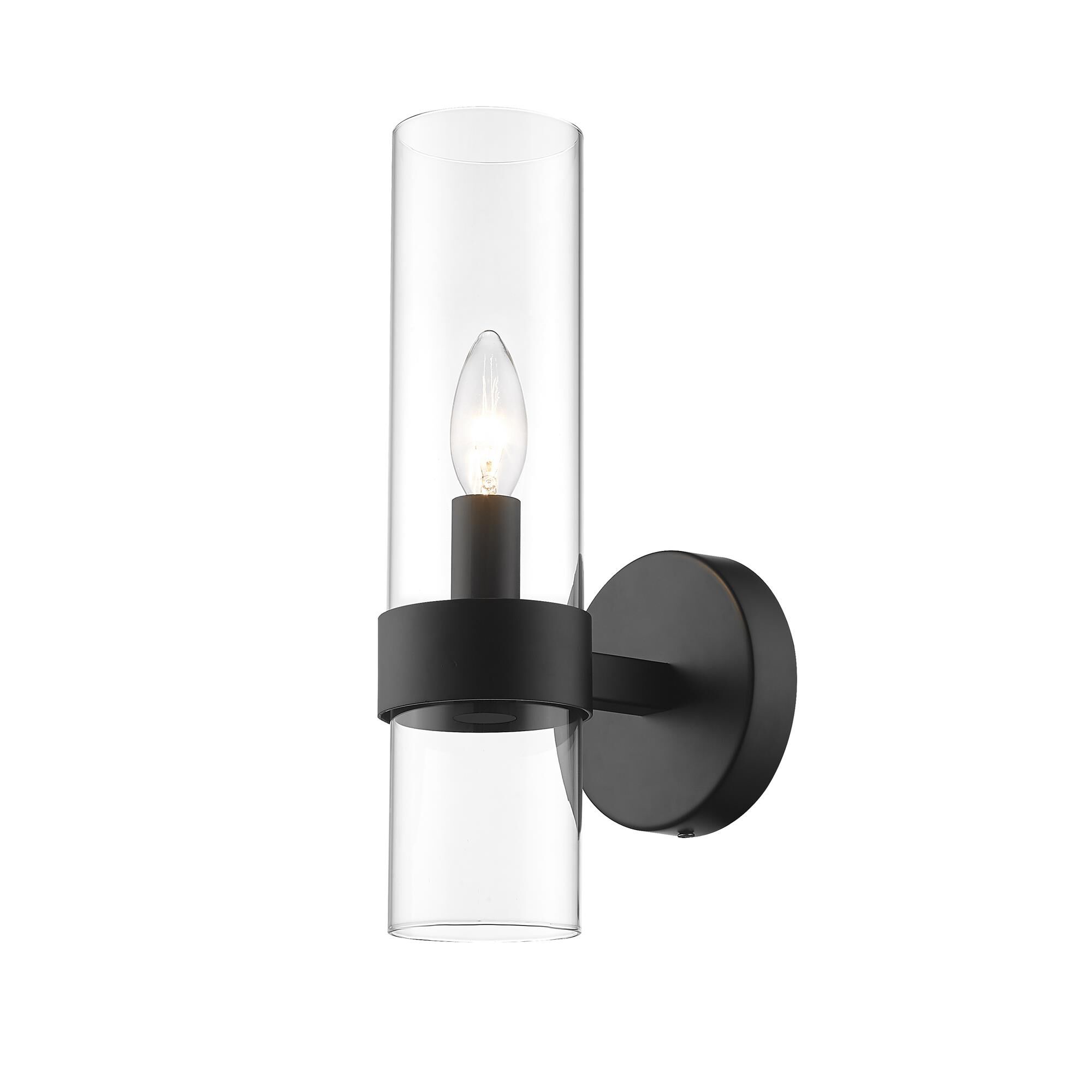 Shown in Matte Black finish and Glass shade