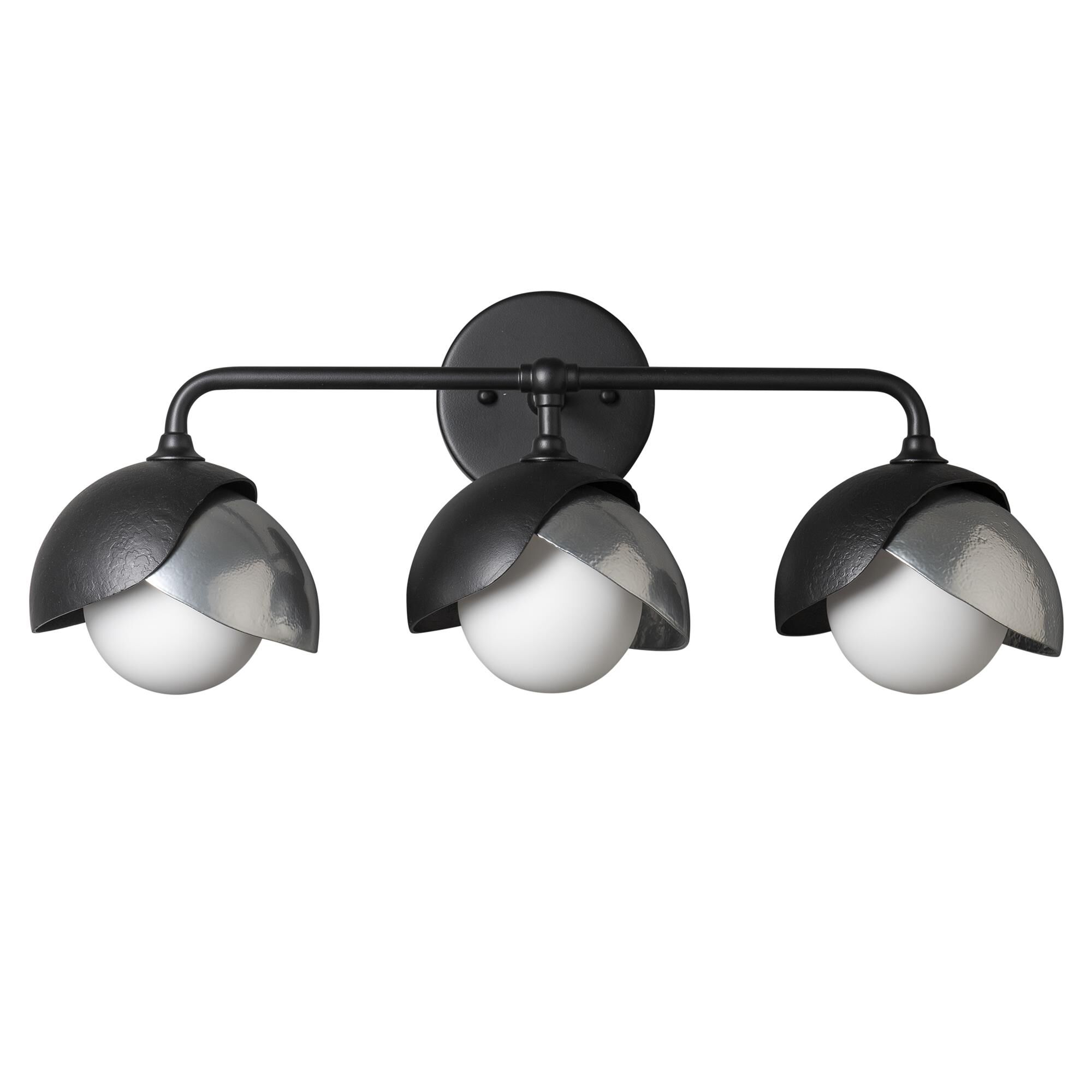 Shown in Black finish and Opal glass and Sterling accent