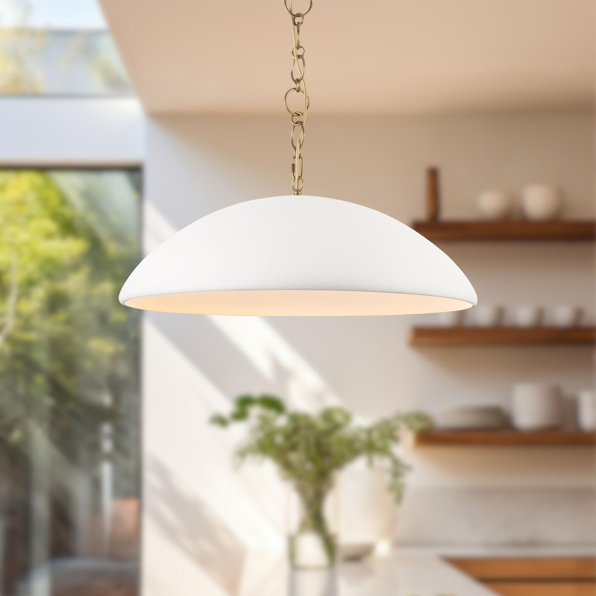 Shown in Antique White finish and Steel shade