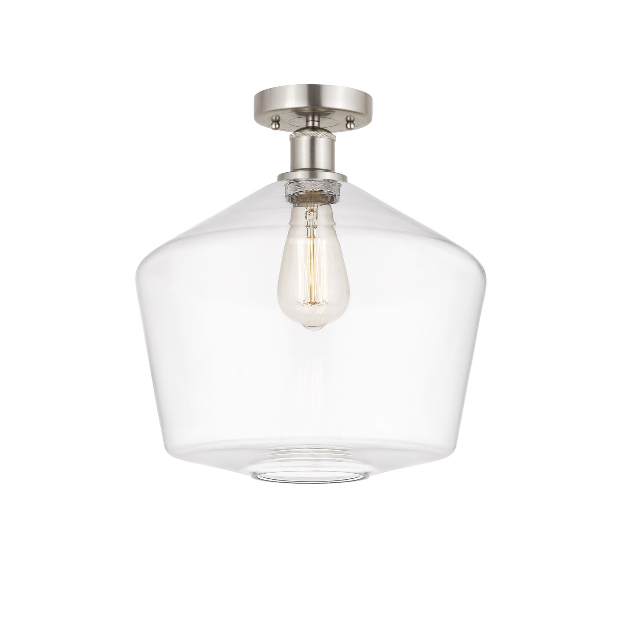 Shown in Brushed Satin Nickel, Clear finish and Clear glass and Clear Glass shade