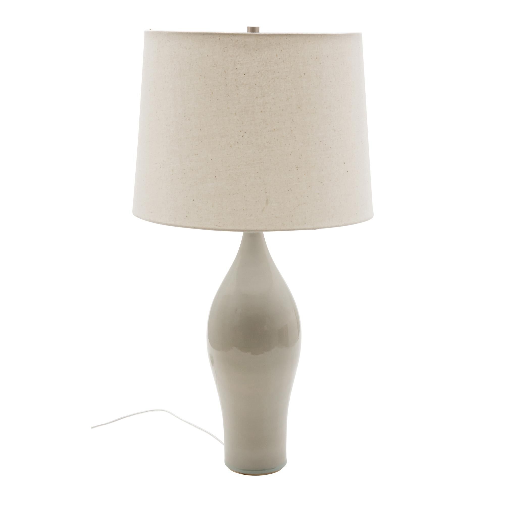 Shown in Gray Gloss finish and Off White Linen Hardback shade