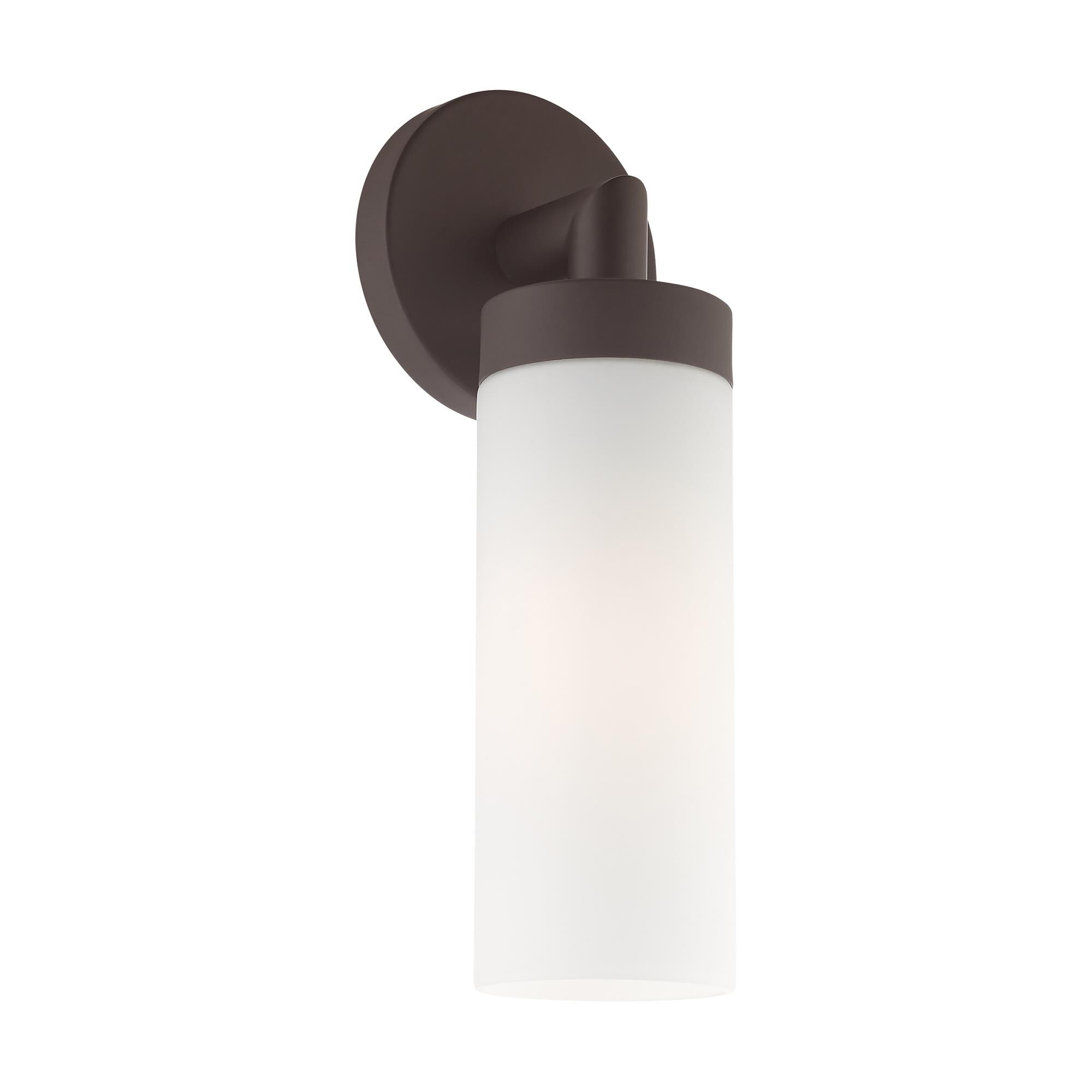 Shown in Bronze finish and Hand Blown Satin Opal White glass