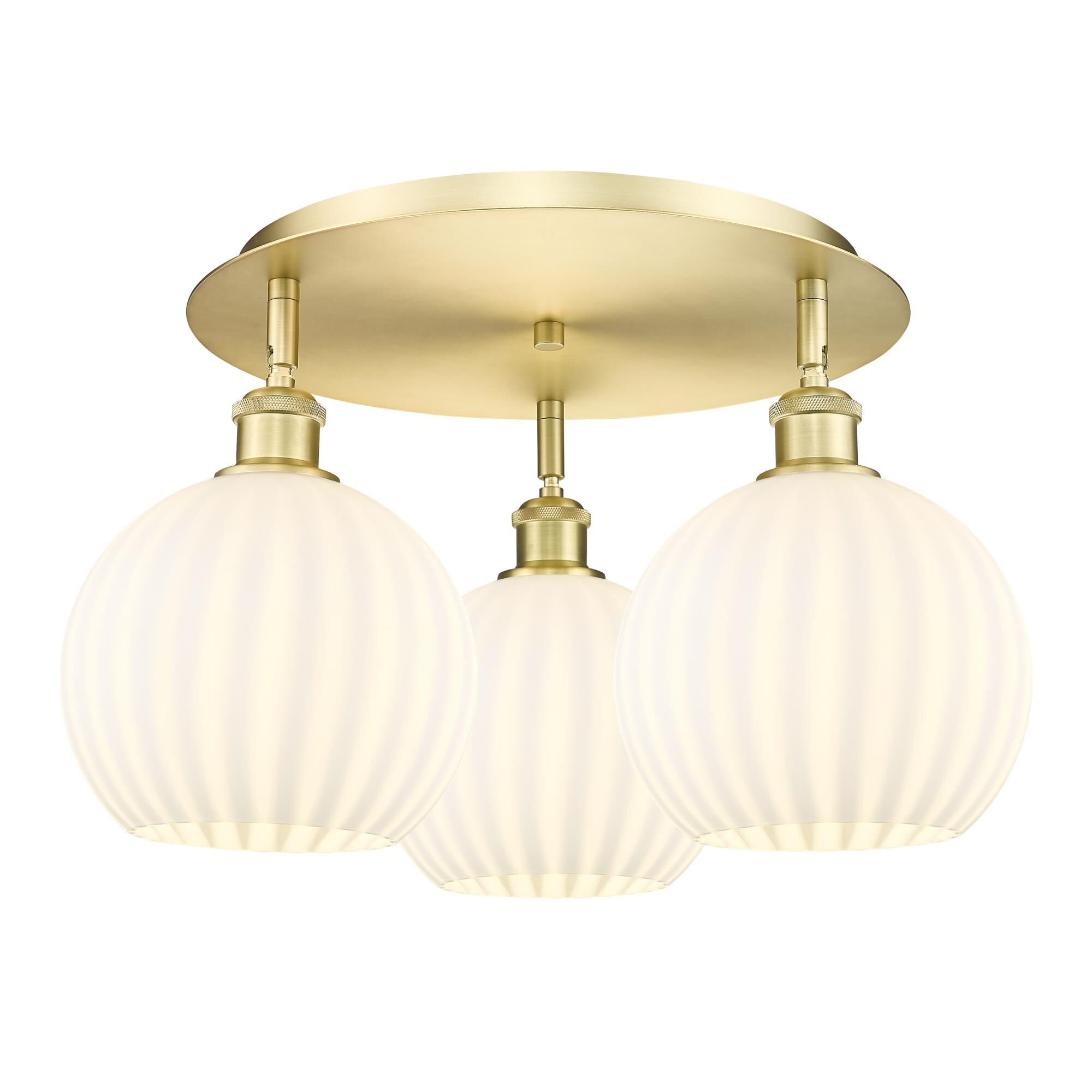 Shown in Satin Gold finish and White Venetian glass